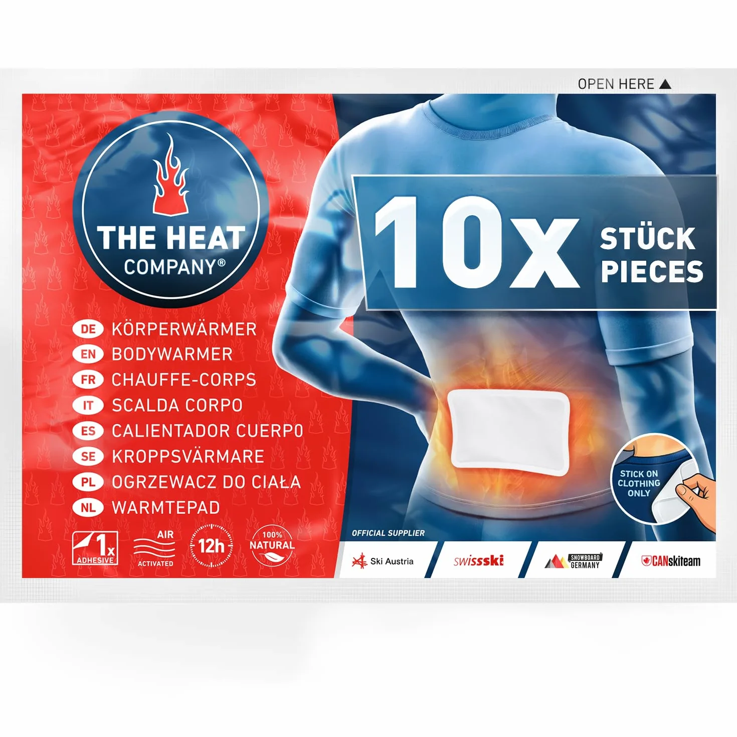 THE HEAT COMPANY Scaldacorpo 10 20 40 Pezzi Adesivo autoriscaldante Puro Naturale 12 Ore Calore