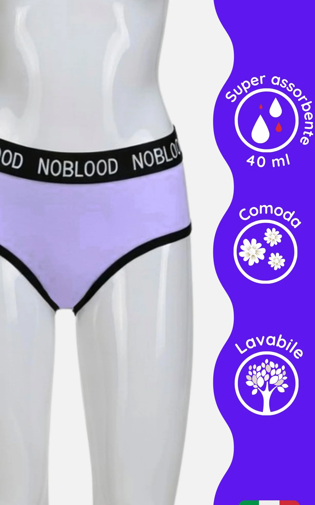 NoBlood - Set di 3 Slip da Ciclo Ragazza 10/18 Anni Cotone Comodo - Mutande Assorbenti Mestruali Flusso Abbondante | Mutandine Mestruale Assorbente Adolescente
