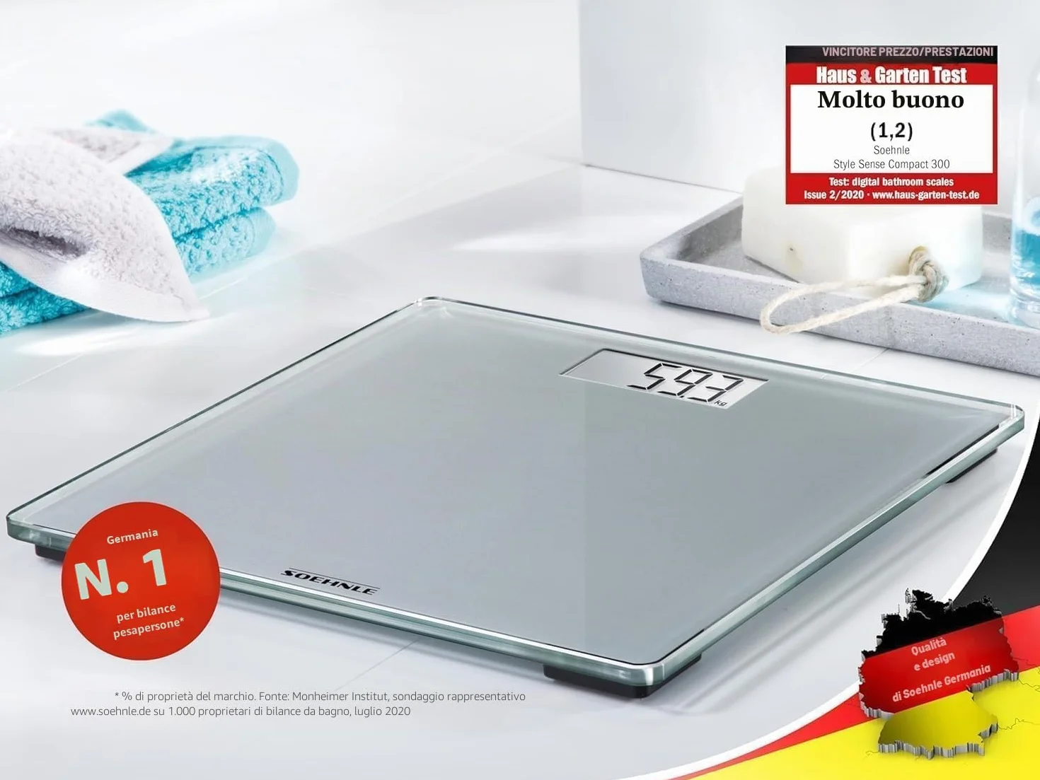 Soehnle Style Sense Compact 300 Bilancia pesapersone digitale display LCD Grigio