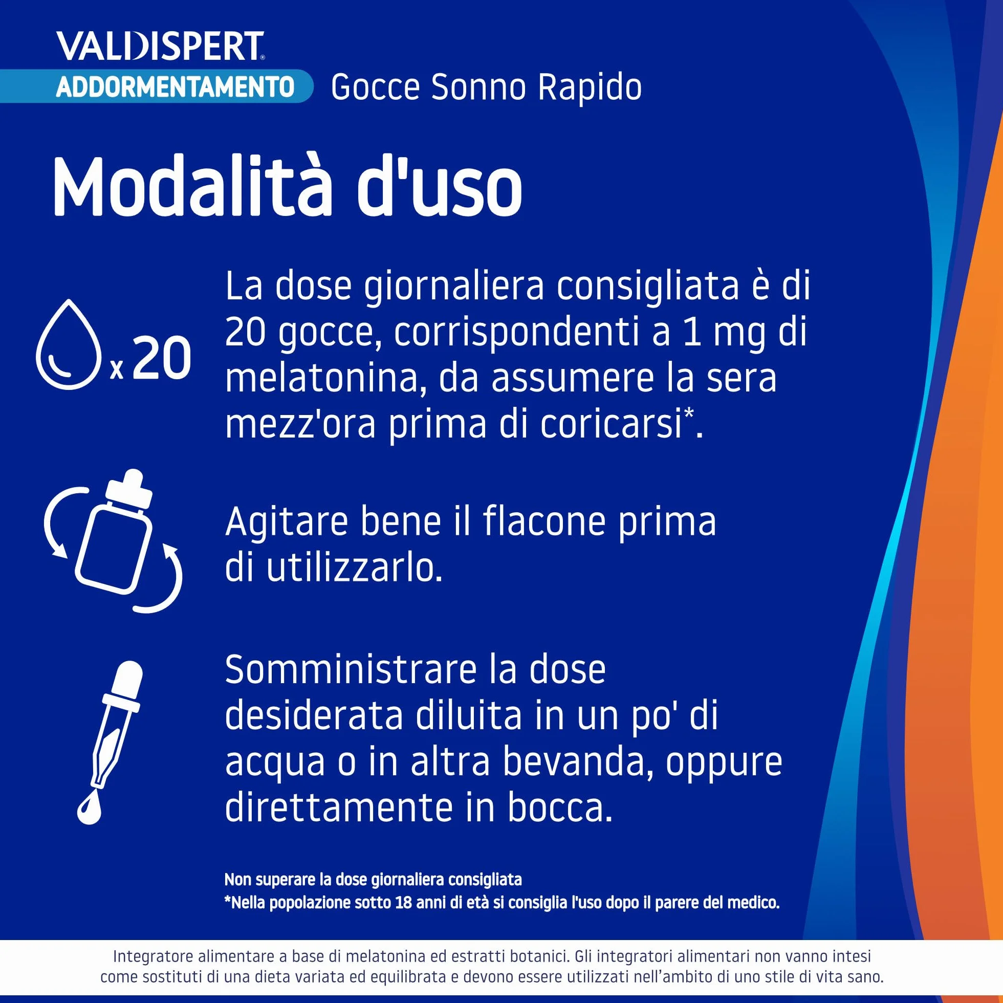 Valdispert Gocce Sonno Rapido Integratore Alimentare Melatonina Valeriana Luppolo 30 ml