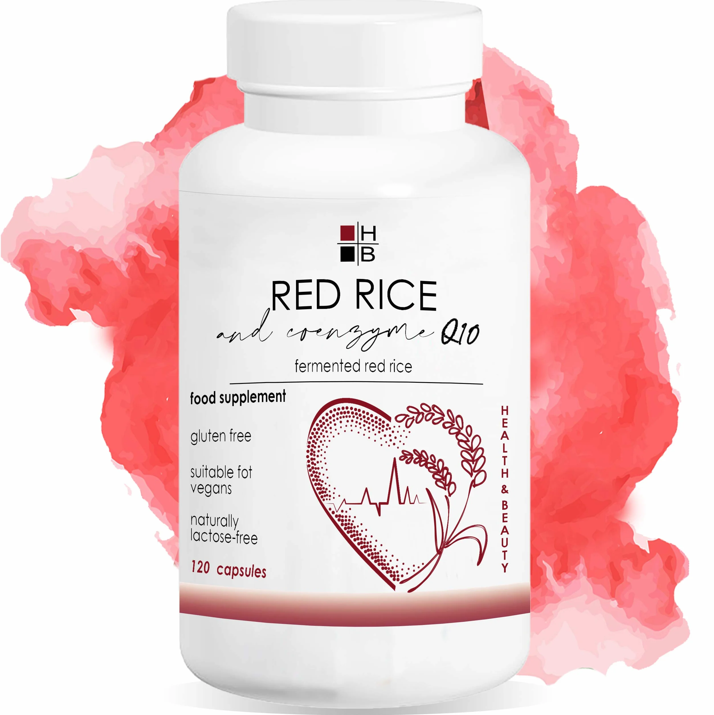 RISO ROSSO e COENZIMA Q10 HB | 120 capsule | riso rosso fermentato | con VITAMINA Q10 | Prodotto Italiano