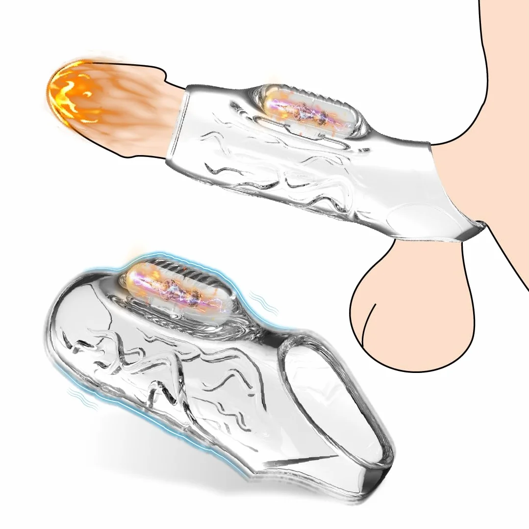 Guaina Pene con Anelli per Coppia, Vibratore Sex Toys per Stimolare il Clitoride Donna e Miglioramento Dell'erezione Uomo, Medical Silicone Pene Prolunghe, Morbido ed Elastico, Durevole (YFBA-001)