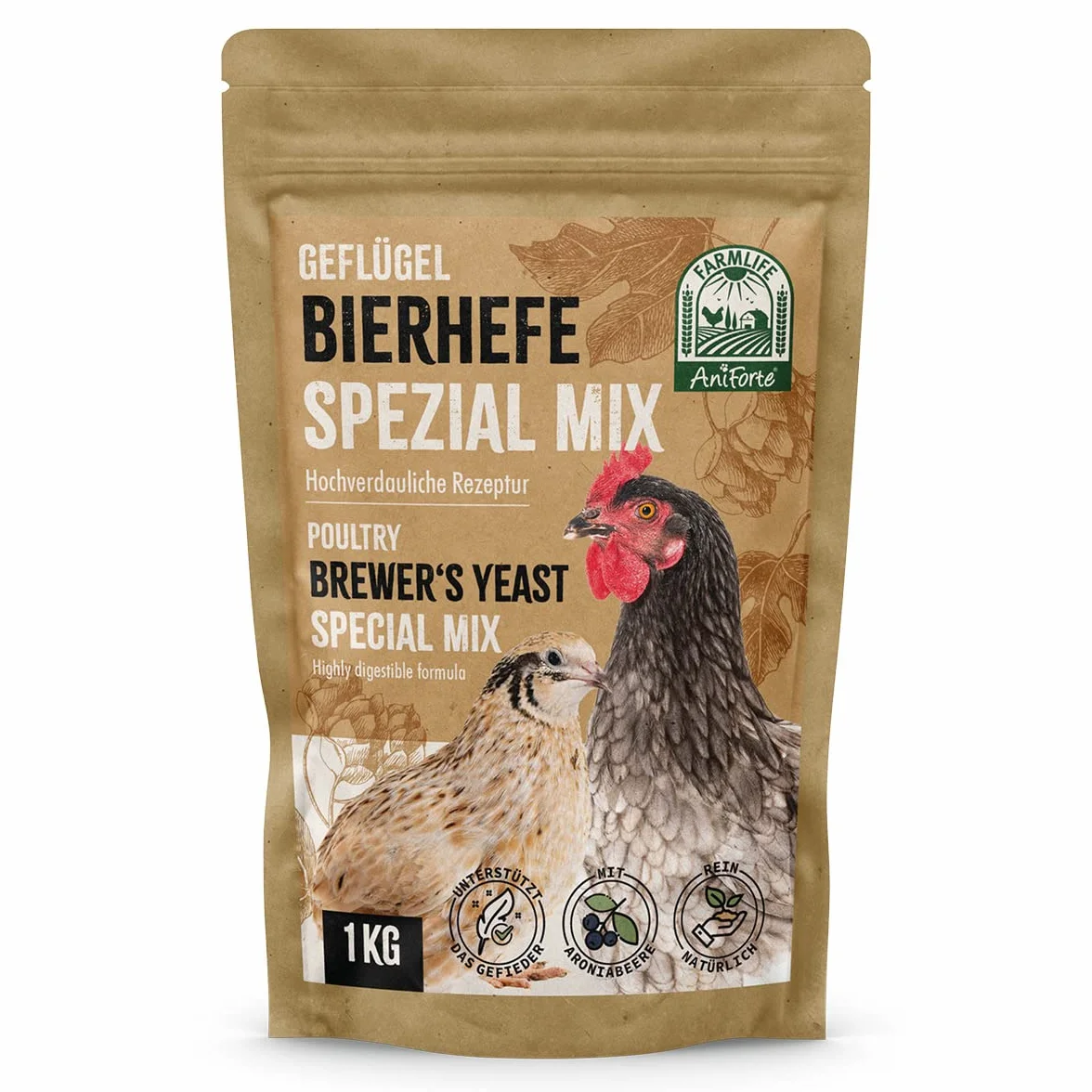 FarmLife Lievito di birra per polli e pollame, integratore naturale, 1 kg
