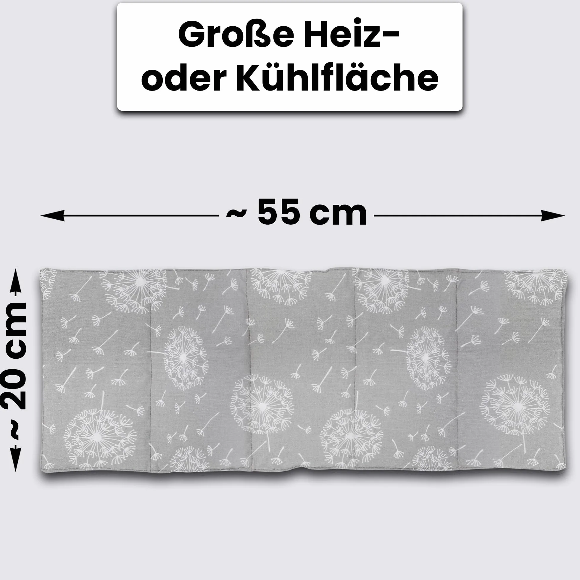 Amilian Cuscino con noccioli di ciliegia, forno a microonde, tessuto di cotone grigio con stelle bianche, cuscinetto termico riempito di ciliegia, dimensioni 55 x 20 cm
