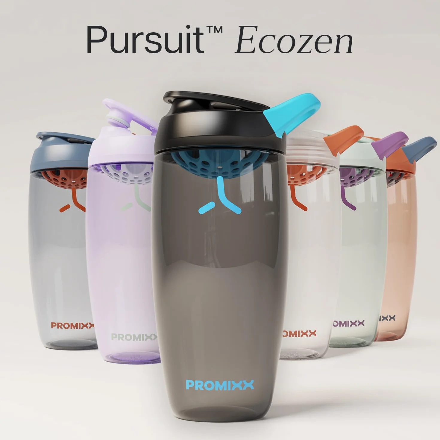 Promixx Pursuit Shaker Proteico – 760ml Miscelatore Silenzioso Snap-Fit per Frullati Senza Grumi – Ermetico Senza BPA Ecozen con Segni Misurazione Fitness – Nero