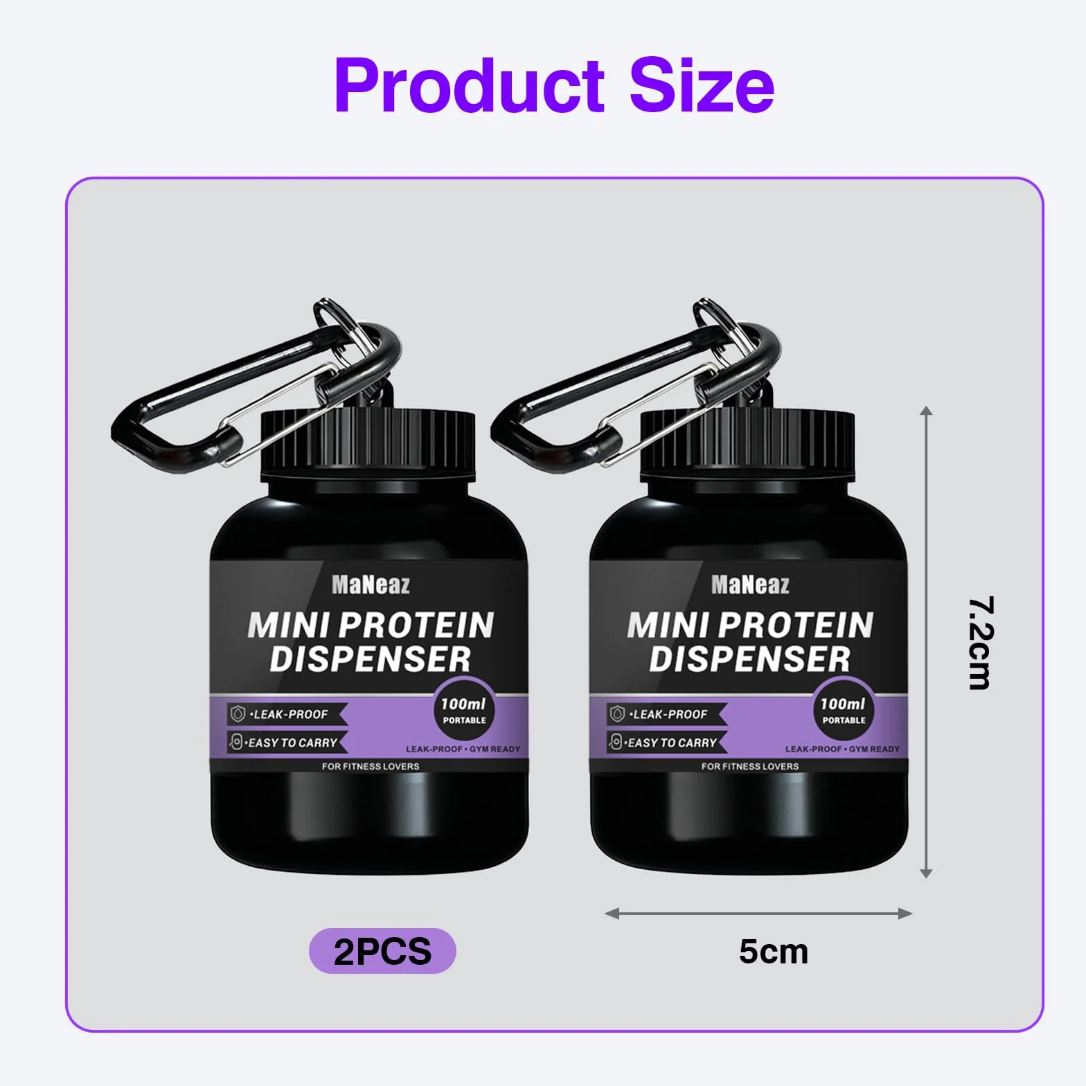 2 Piezas 100Ml Mini Distributore Di Proteine ​​In Polvere Contenitore E Imbuto Per Proteine Portatili Per Palestra Per Palestra Fitness Cross Training Sollevamento Pesi