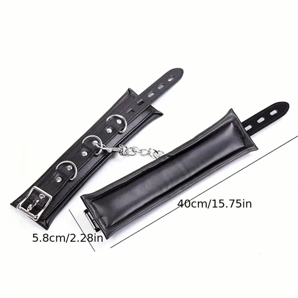 Manette in schiuma di pelle nera 1 pezzo chiusura a catena