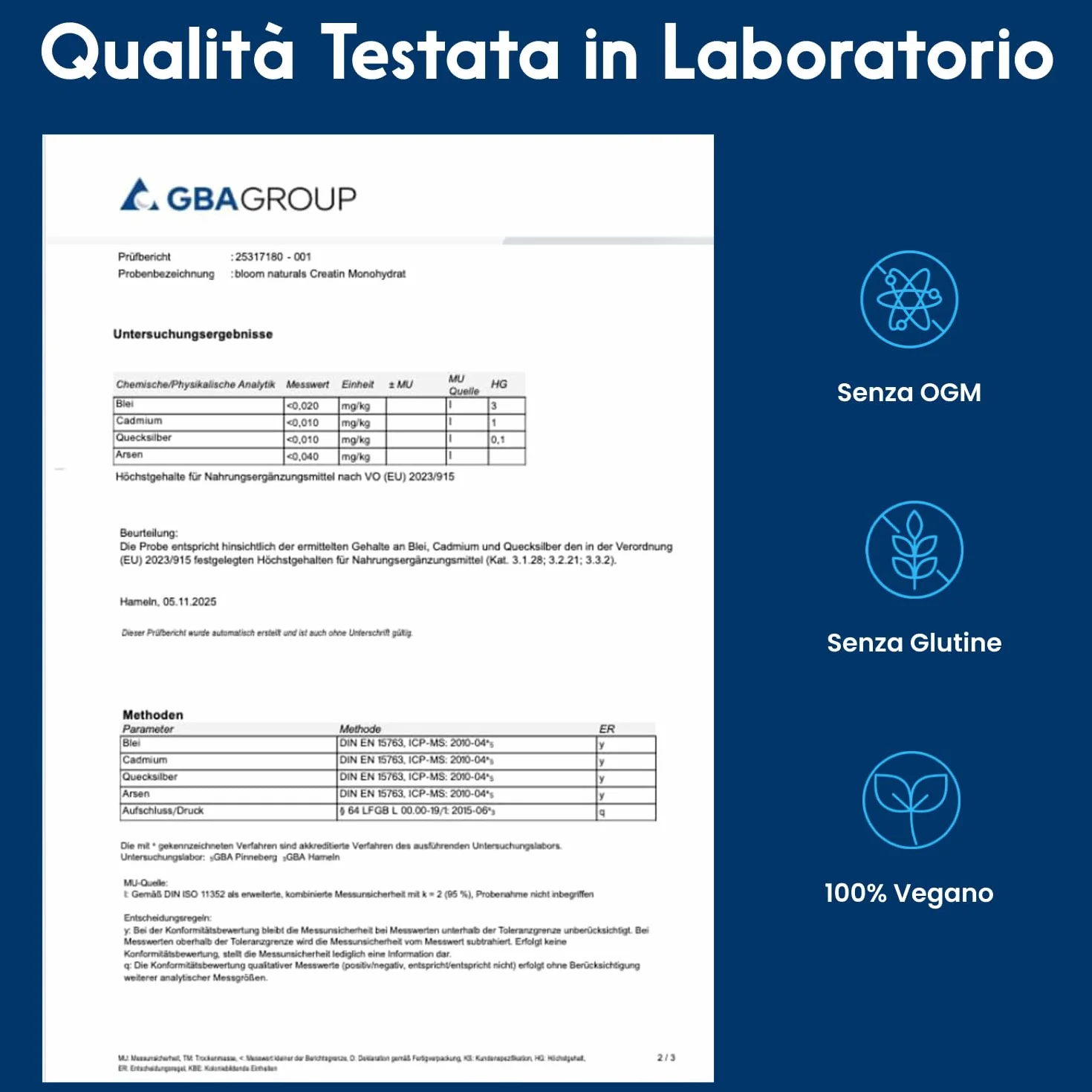 Creatina Monoidrata in Polvere 1000g – 293 Porzioni – Gusto Neutro, Mesh 200 – Vegana, Prodotta in Germania - Creatina Monoidrato Polvere - Creatine Monohydrate Pure - Testato in Laboratorio