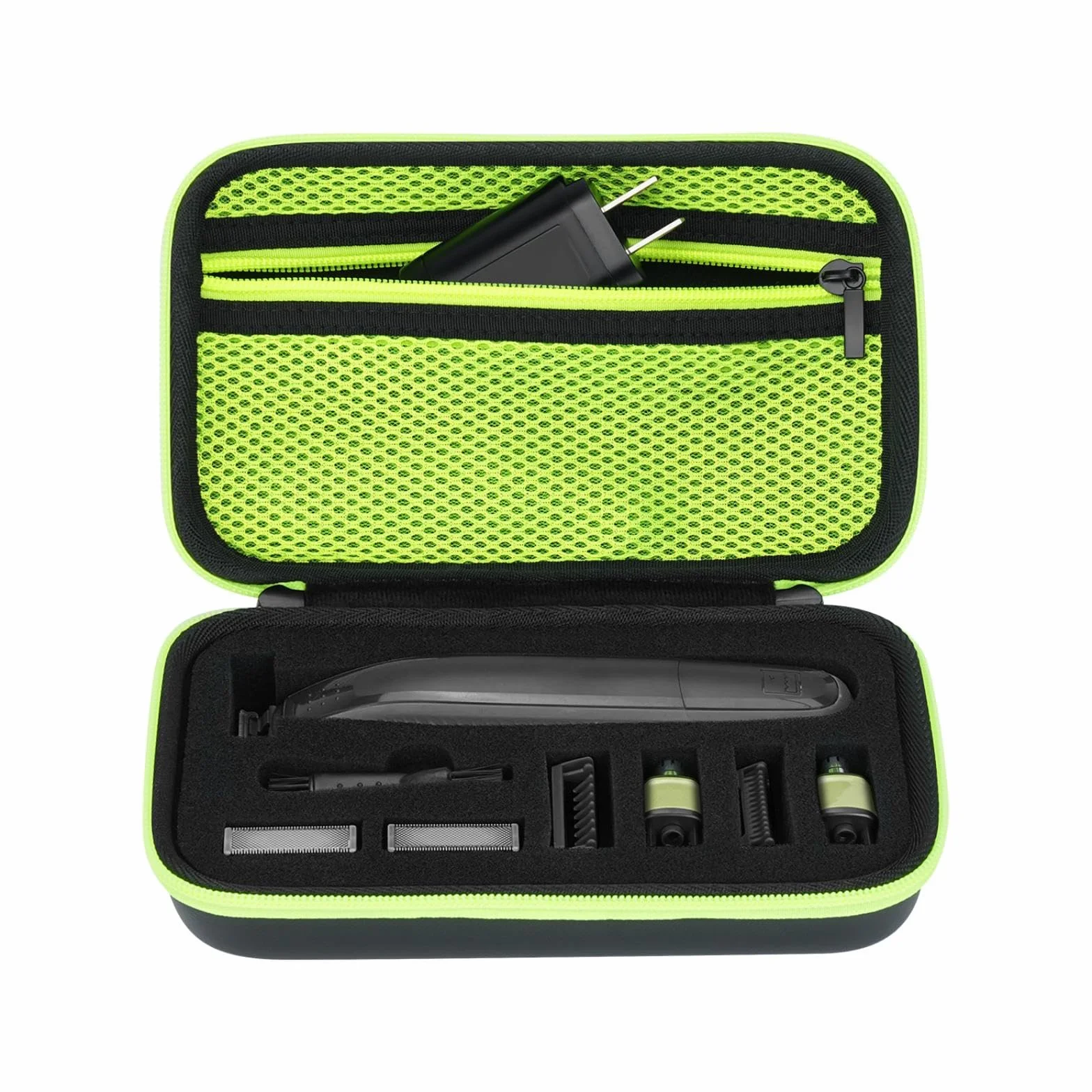 Custodia compatibile con One Blade QP2530/30, QP2630/30, QP2520/30, QP2520/65, tagliabarba elettrico, custodia rigida Eva da viaggio per OneBlade 360 con spugna, verde One PC