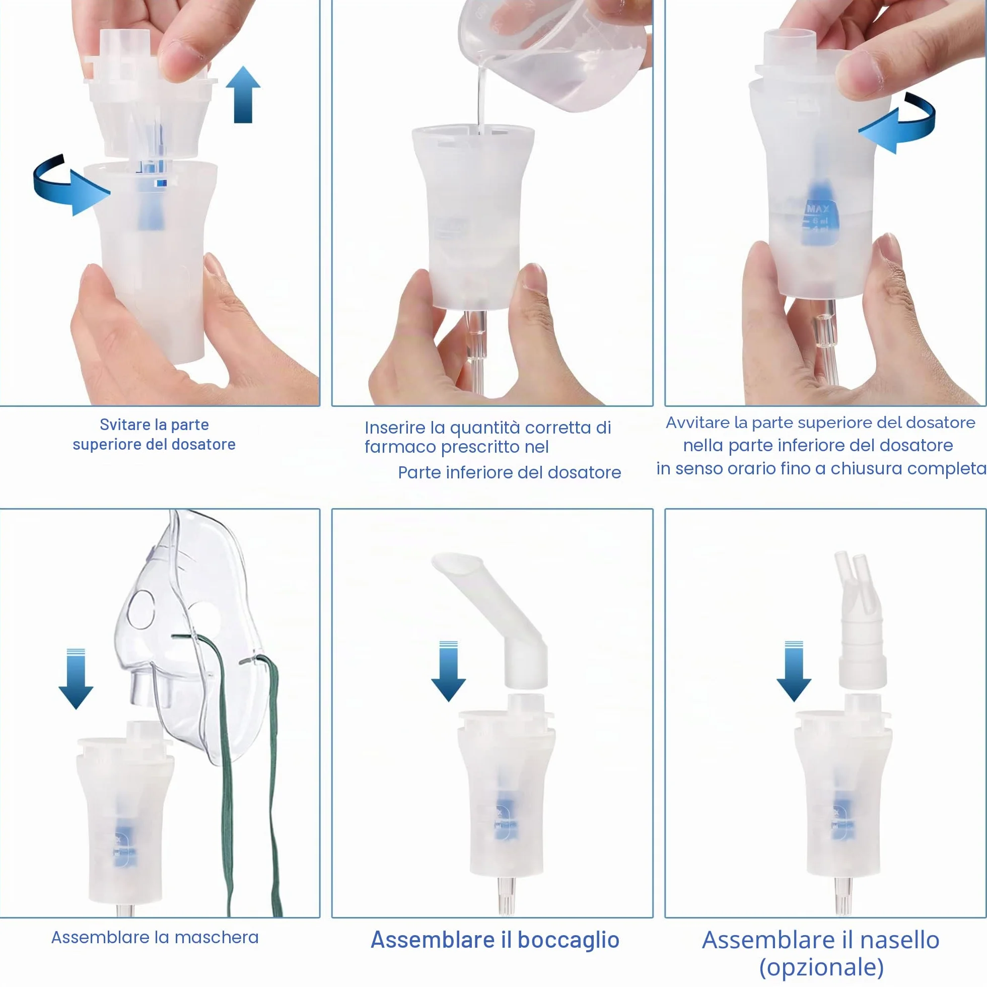 Aerosol portatile per Adulti e Bambini, Nebulizzatore con Compressore Inalatore con Doccia Nasale