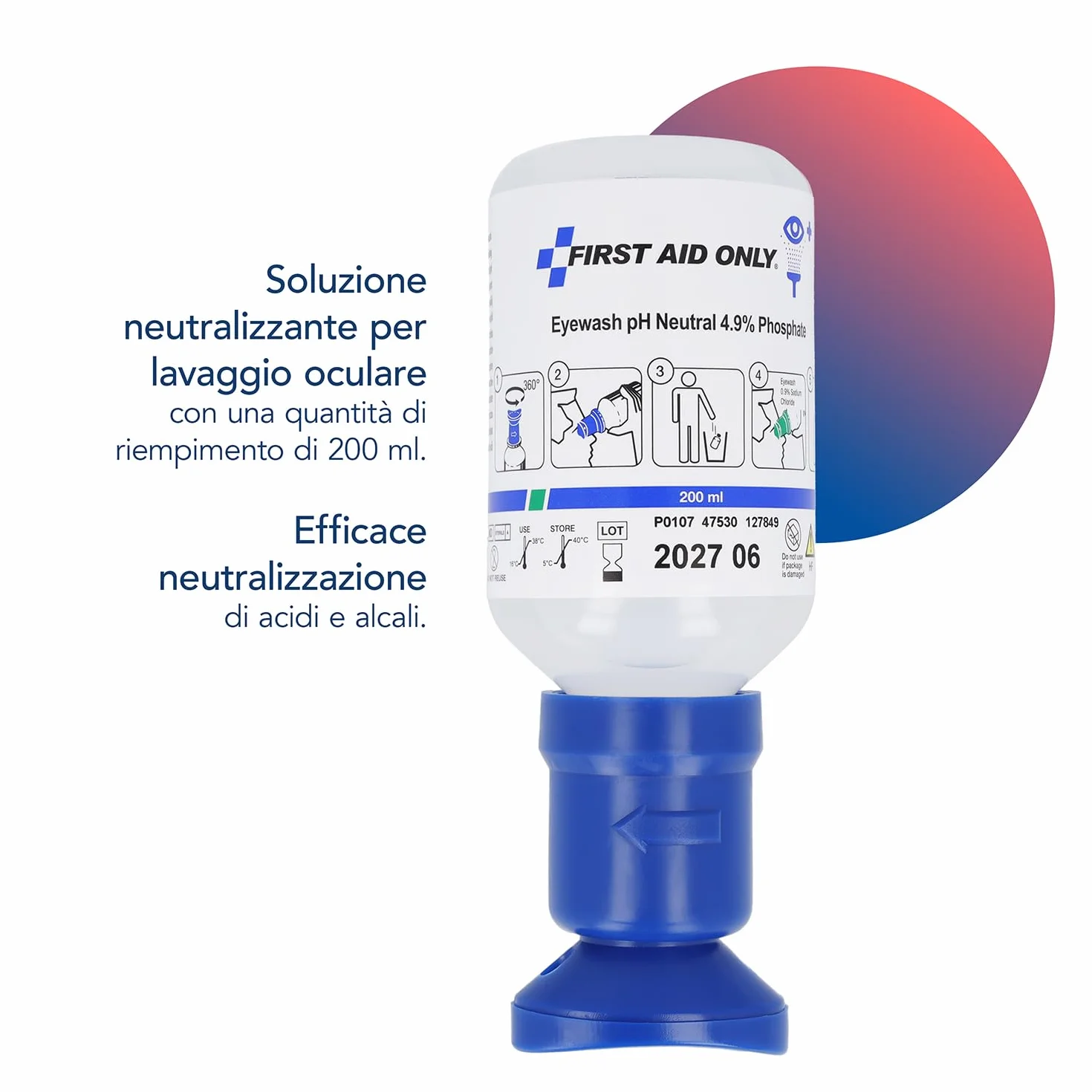 Flacone per lavaggio oculare neutralizzante First Aid Only, al pH neutro, 200 ml