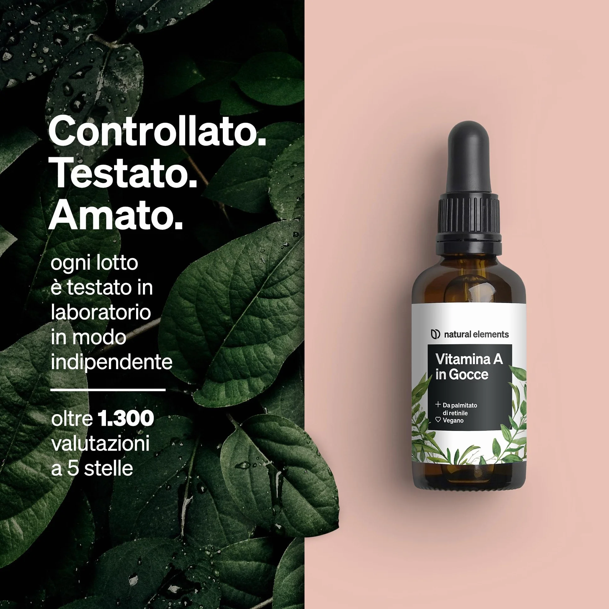 Vitamina A in Gocce – 50 ml (1.700 gocce) – vera vitamina A (palmitato di retinile) – disciolta in olio di cocco MCT – vegana, ad alto dosaggio e elevata biodisponibilità, senza additivi inutili