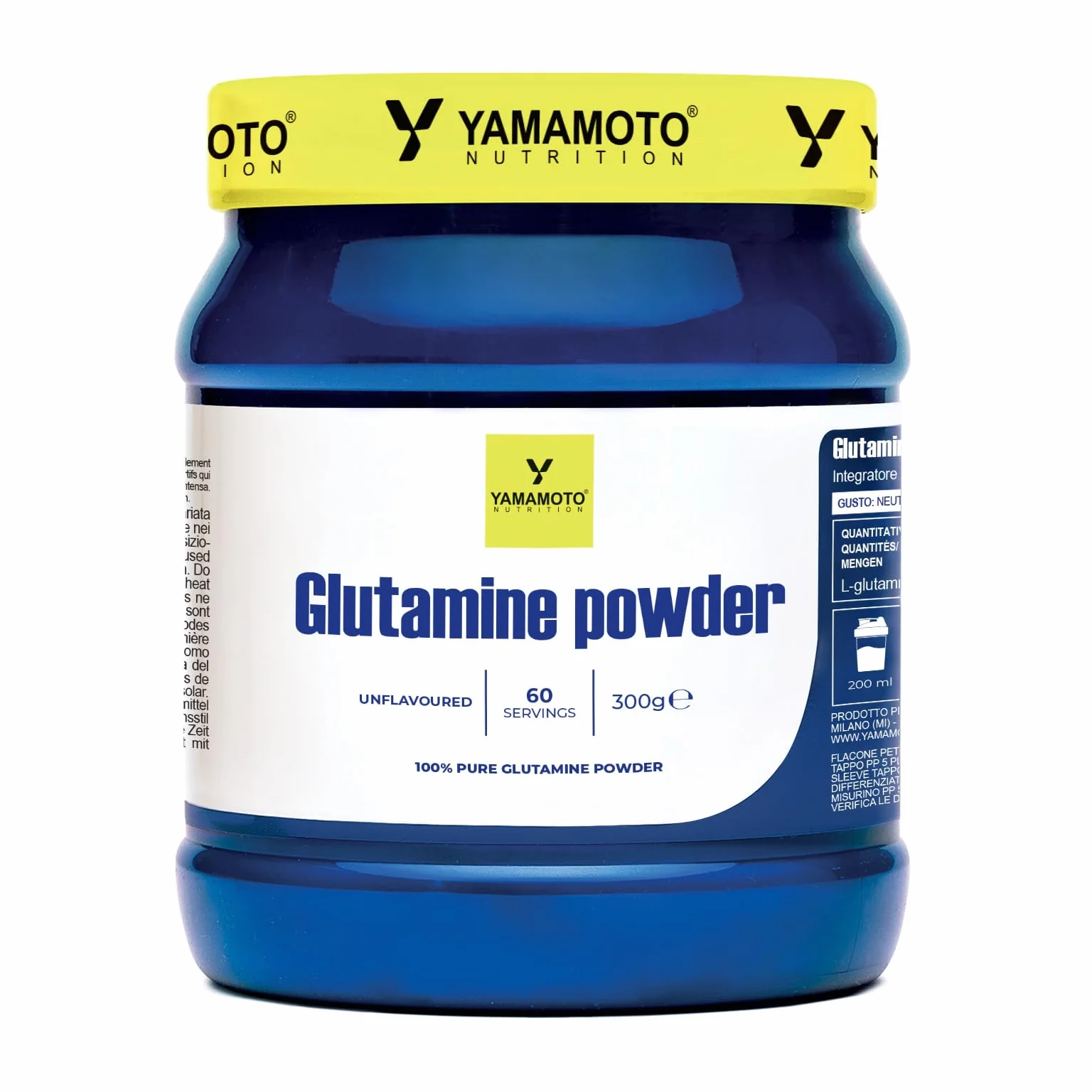 YAMAMOTO NUTRITION Glutamine POWDER 300 gr, Integratore a Base di L-Glutammina in Polvere, Amminoacidi per Sportivi, Non Aromatizzato