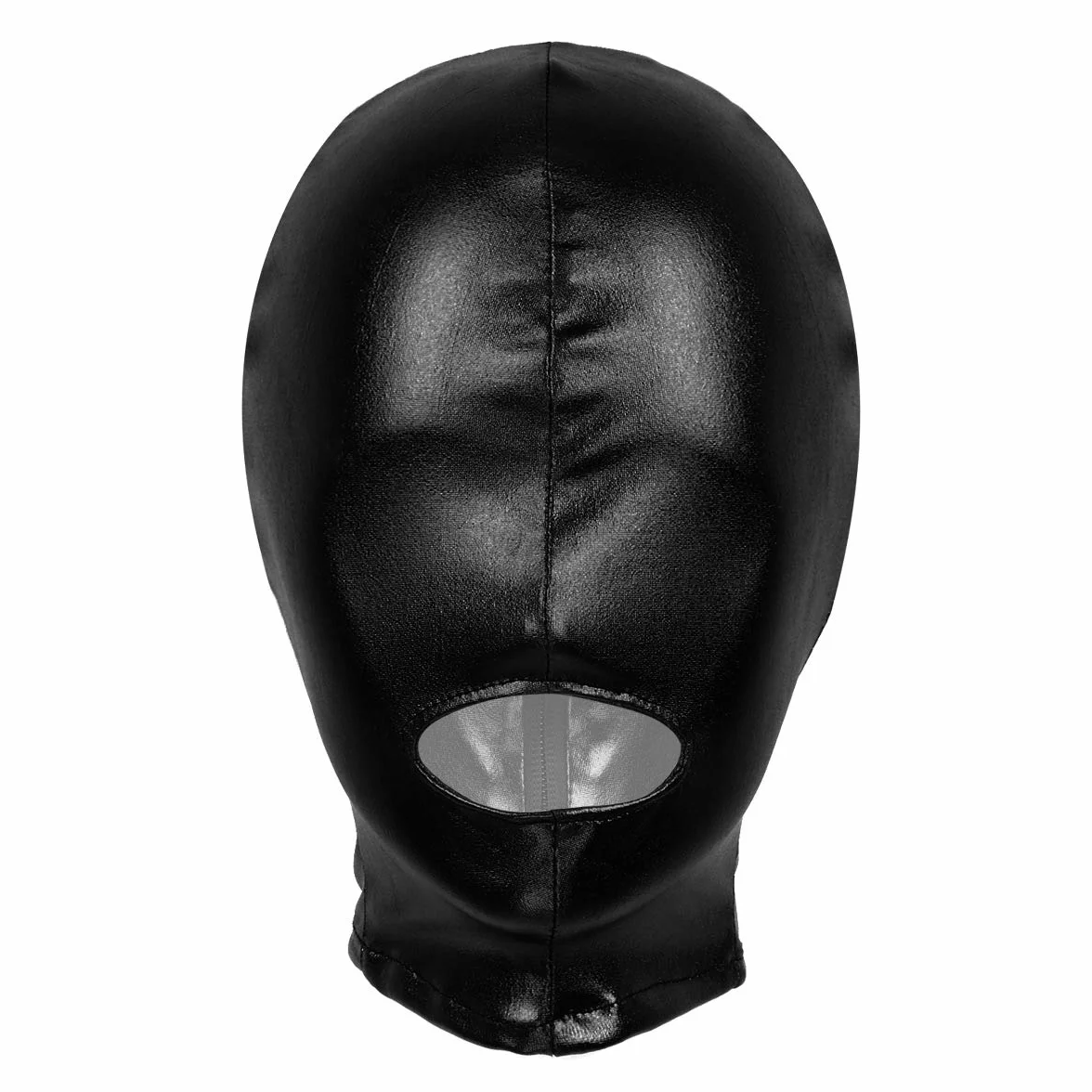 Latex Lucido Metallico Bocca Aperta Traspirante Cappuccio Maschera Viso Copricapo Costume Cosplay