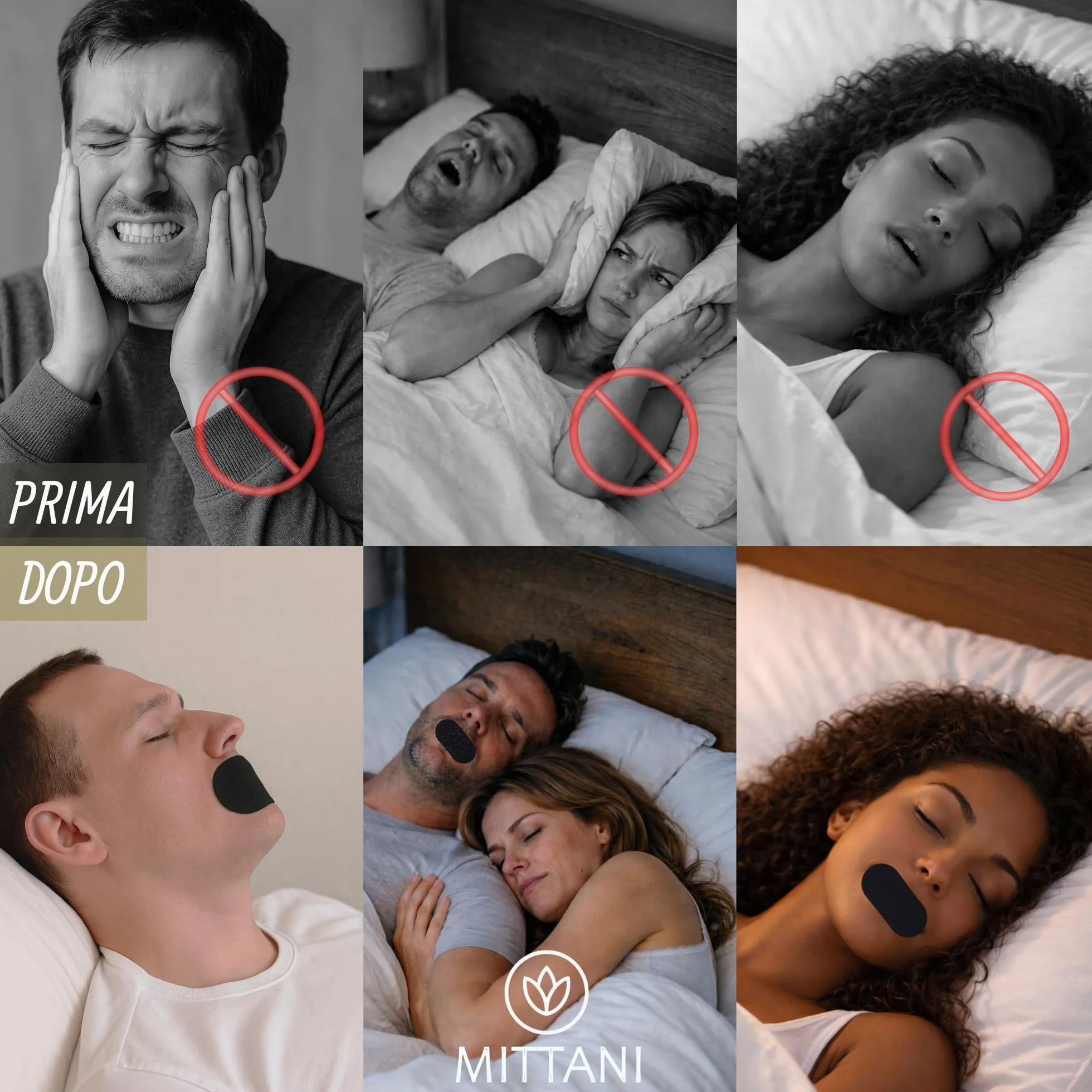 MITTANI® Cerotti Bocca per Dormire Antirussamento Respira Bene Respirazione Nasale