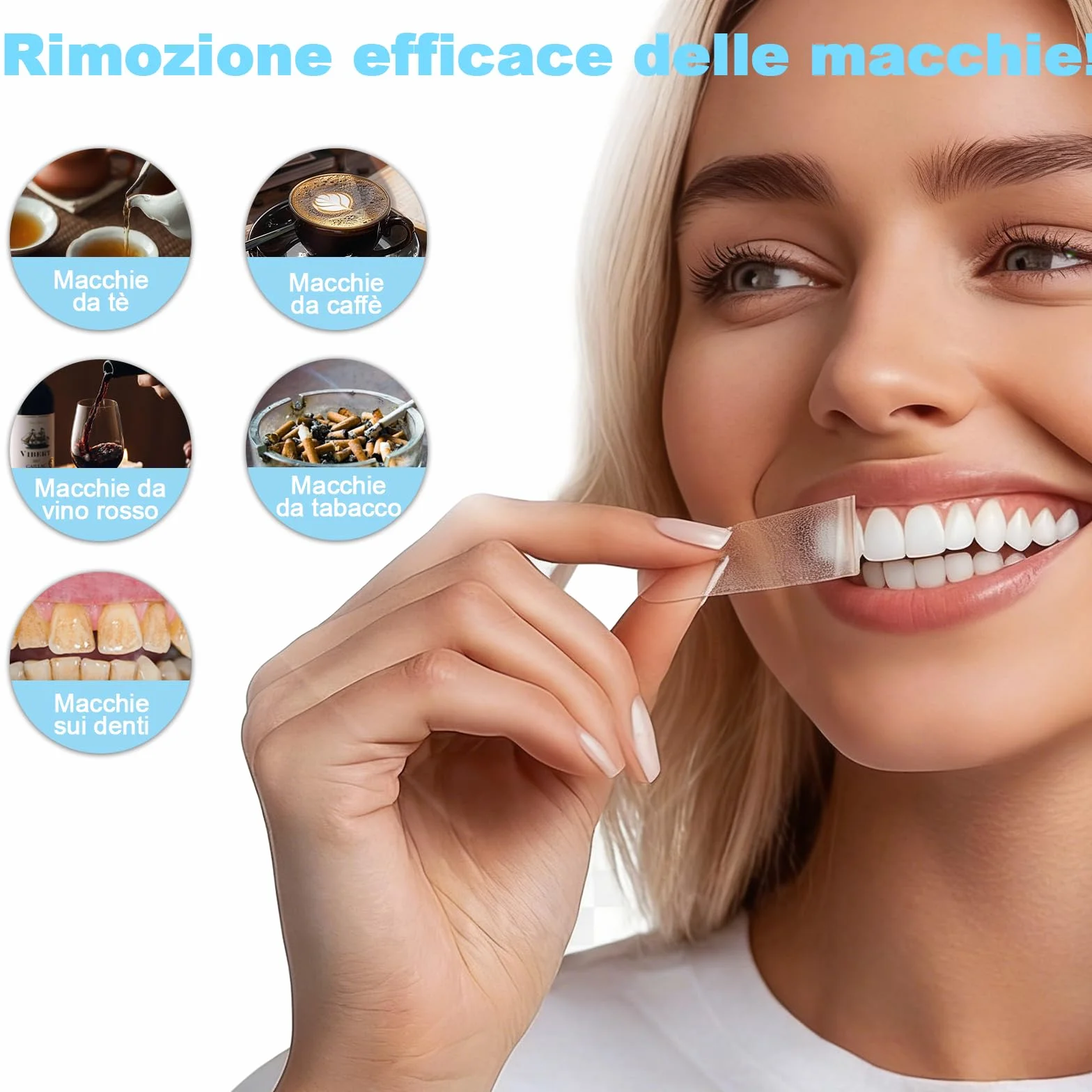 SURFOU Sbiancante Denti 56 Pezzi,Teeth Whitening Strips,Sbiancamento Rapido e Delicato – Senza Perossido,per Denti Sensibili, al Gusto Menta