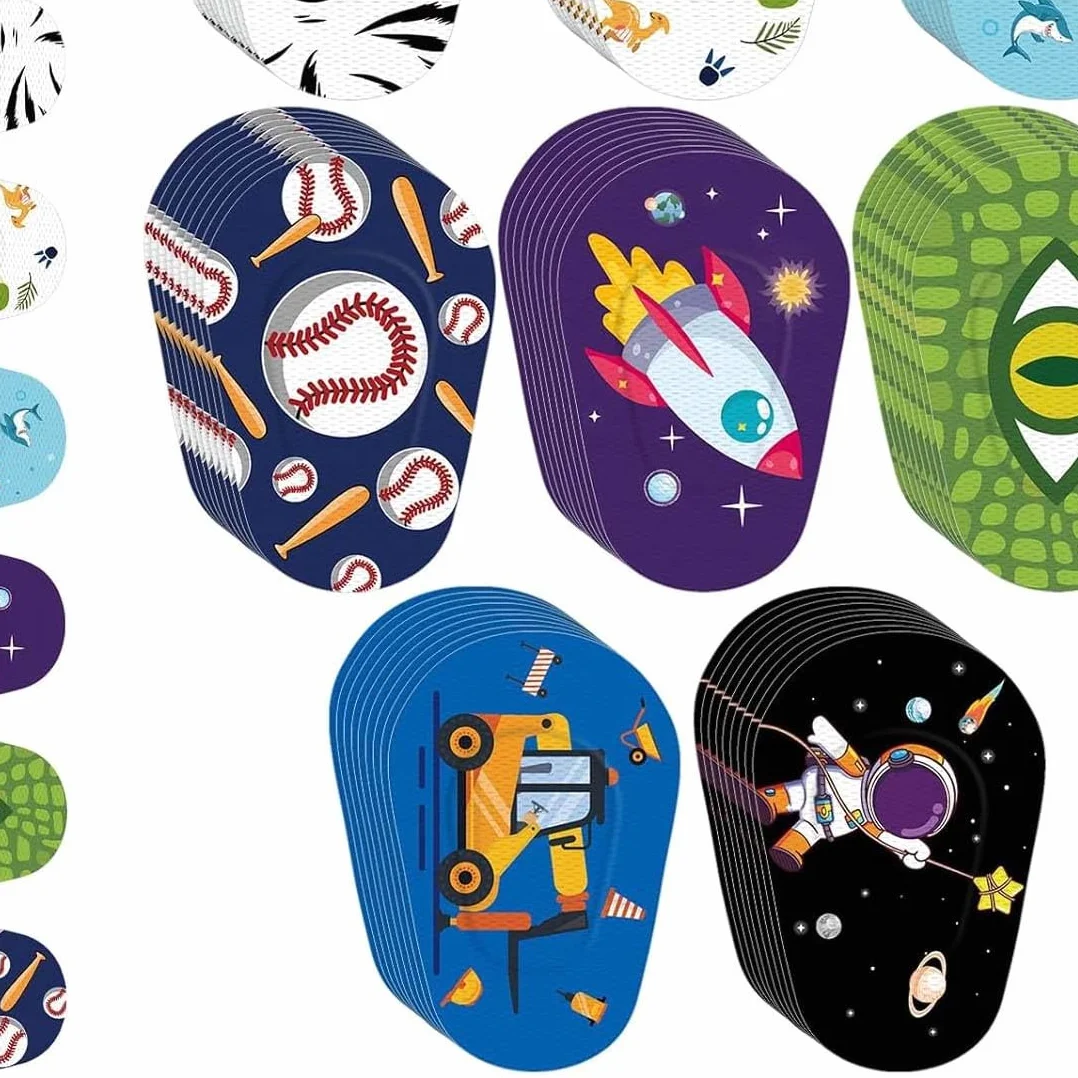 Bende Oculari per Bambini 24 Pezzi Benda Occhio Pigro Adesiva in Cotone Blocca Luce 8 Stili