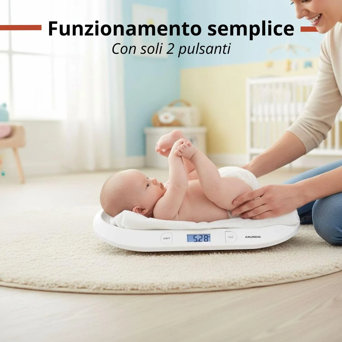 Grundig Bilancia Neonato Digitale Precisione 10 Grammi Max 20 Chili Funzione Tara Bianco