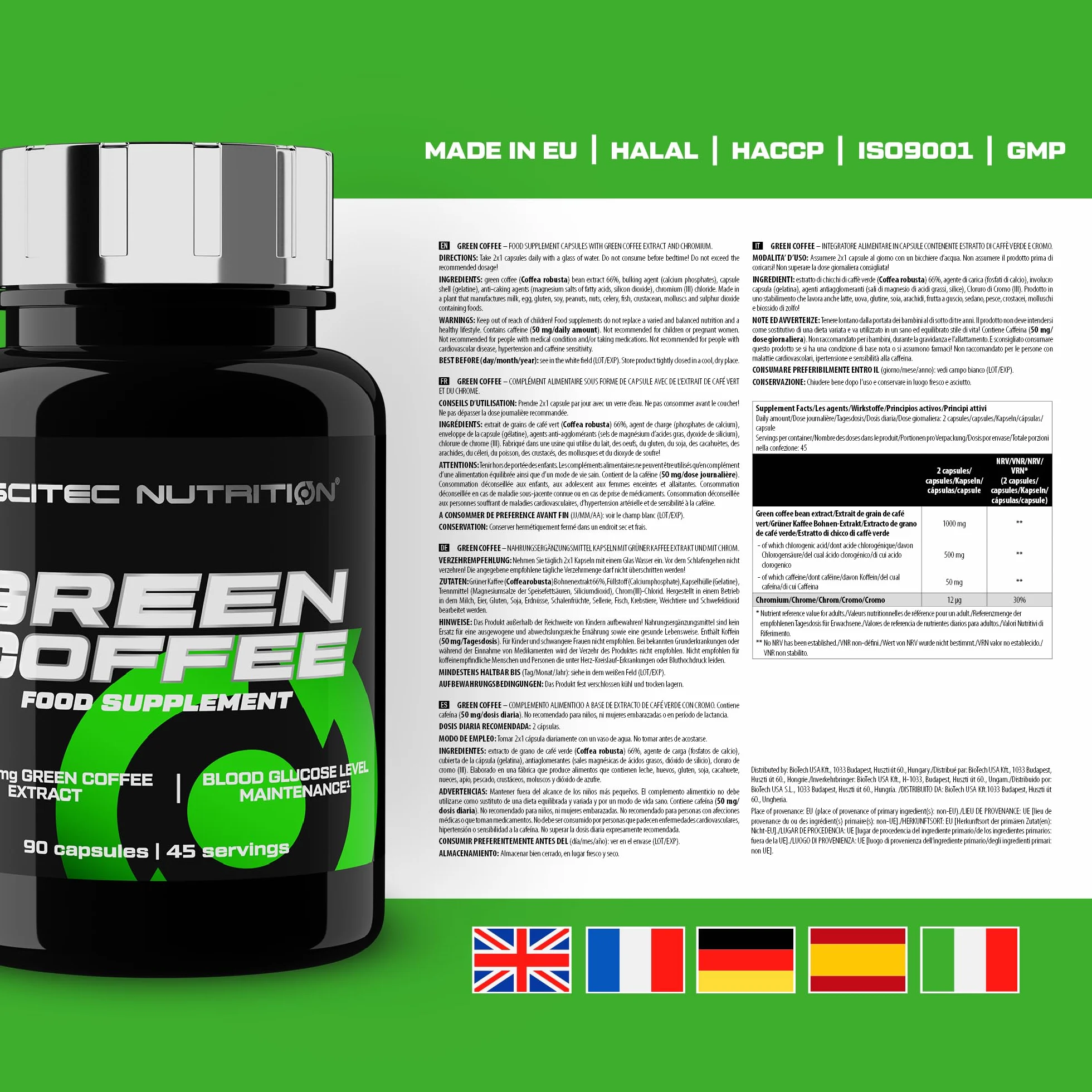 Scitec Nutrition Green Coffee 90 kapsułek - Wsparcie metabolizmu z kwasem chlorogenowym, zieloną herbatą, kofeiną, chromem, choliną i jodem