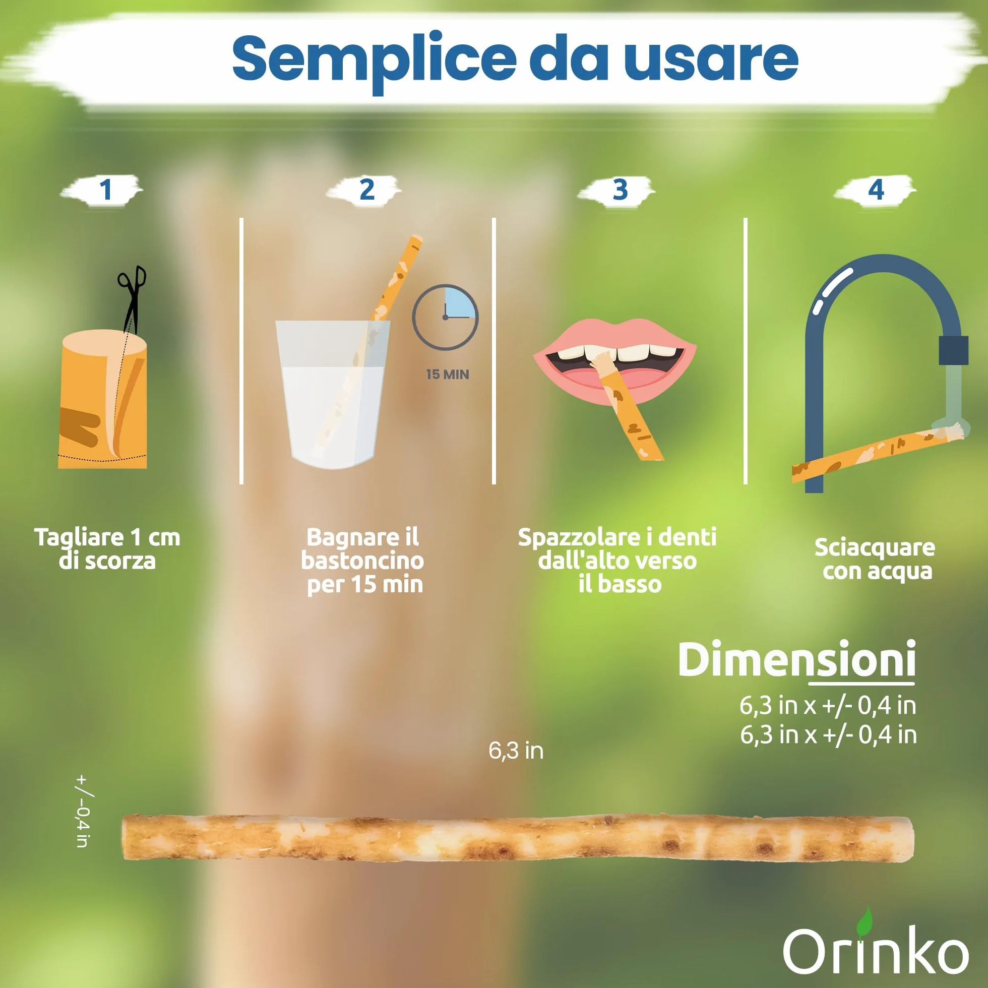 ORINKO Siwak per Denti Naturale x2 - Spazzolino Ecologico per Pulizia e Sbiancamento Denti - Miswak Africano