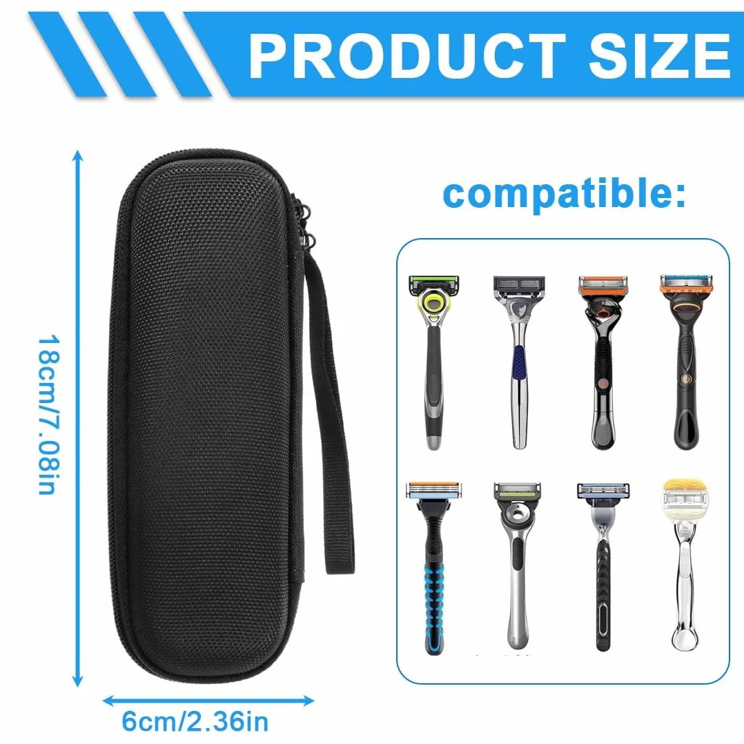 GXGM 1 Pezzo Custodia in PU Compatibile con Gillette Fusion 5 e Fusion ProGlide Rasoio Umido da Uomo Portatile duro Custodie Impermeabile,Per lametta Barba Uomo(Nero)
