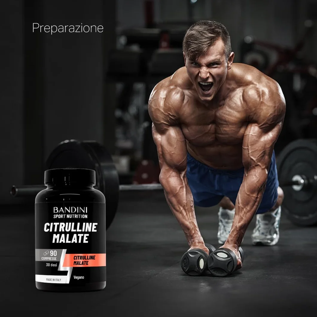 Bandini® CITRULLINE MALATE 90 Compresse 3000 mg per Dose Giornaliera - Dosaggio Extra-Elevato (Copertura 1 mese) - L-Citrullina da fermentazione 100% Vegan - Citrullina per Atleti e Culturisti