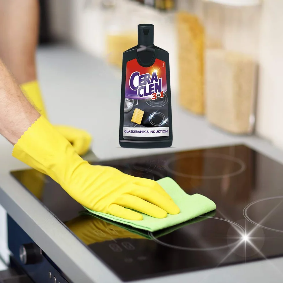 Ceraclen Detergente e cura per piano cottura in vetroceramica e induzione e acciaio inox – pulizia, lucentezza e cura – 1 x 200 ml