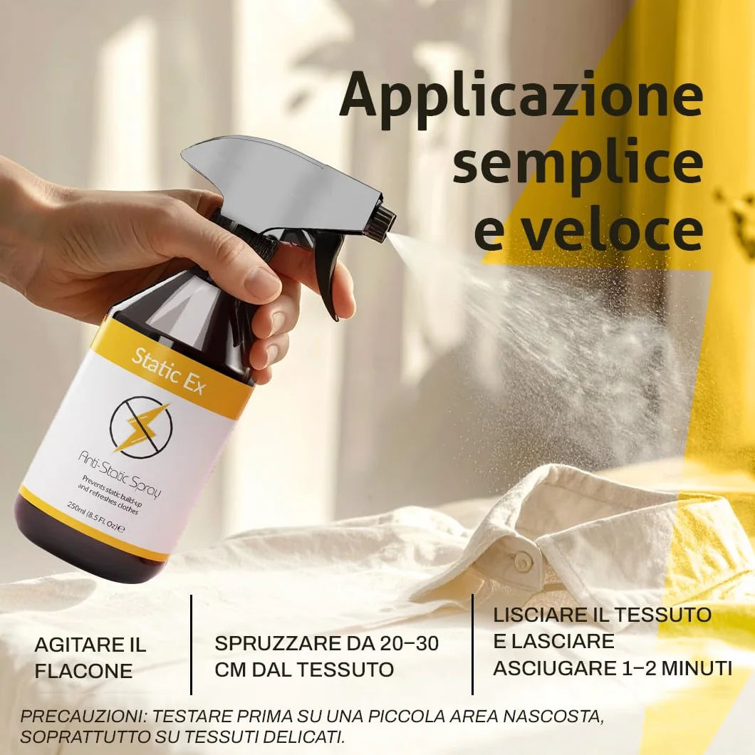 Spray Antistatico per Vestiti 250ml Elimina Elettricità Statica su Tessuti