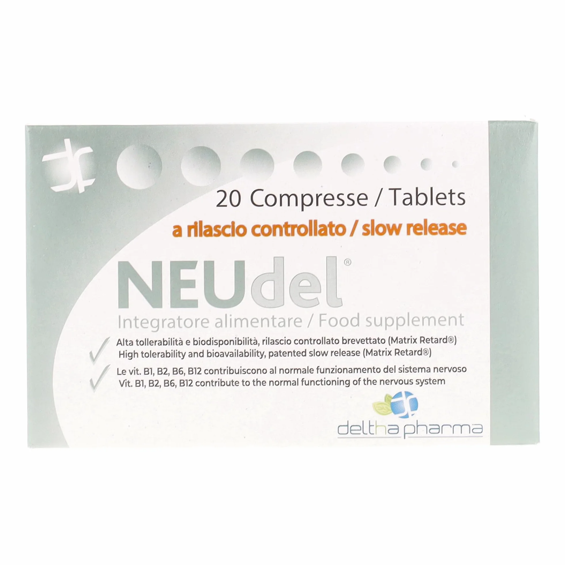 Neudel Integratore Alimentare Antiossidante Antiage Acido Alfa Lipoico 600mg Rilascio Controllato Vitamine B Sistema Nervoso 20 Cpr