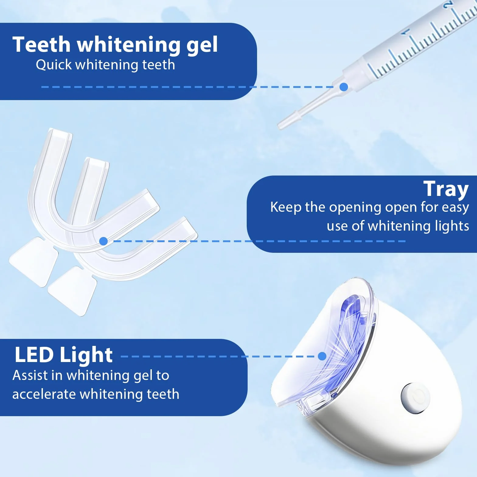 Kit Sbiancante Denti Professionale 10 pcs Gel Sbiancante Rapido Sbiancamento Denti a Casa