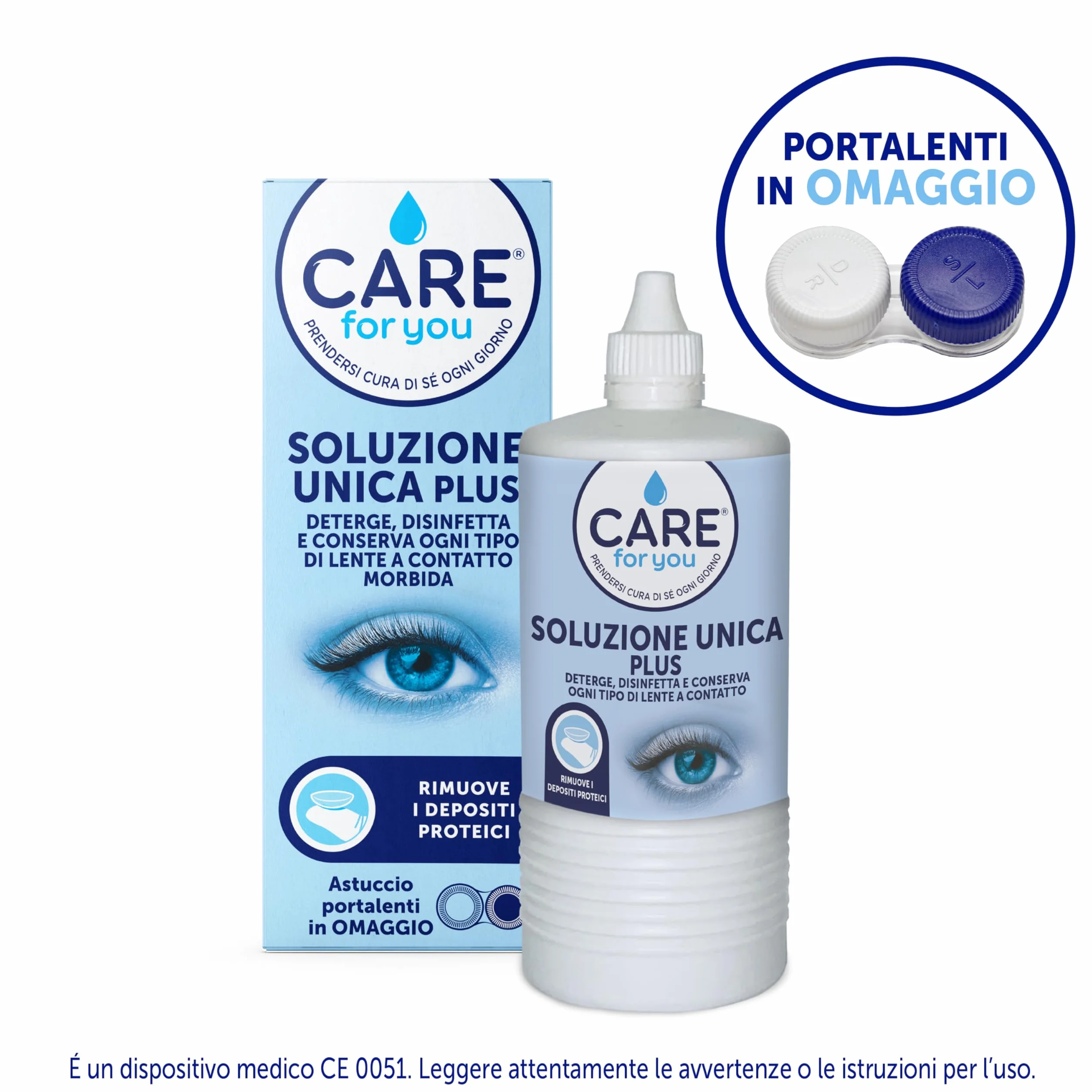 CARE for you, Soluzione Unica Plus - Liquido Lenti a Contatto Morbide, Idrata e Lubrifica, Soluzione Salina per Lenti, Deterge e Disinfetta, 360 ml