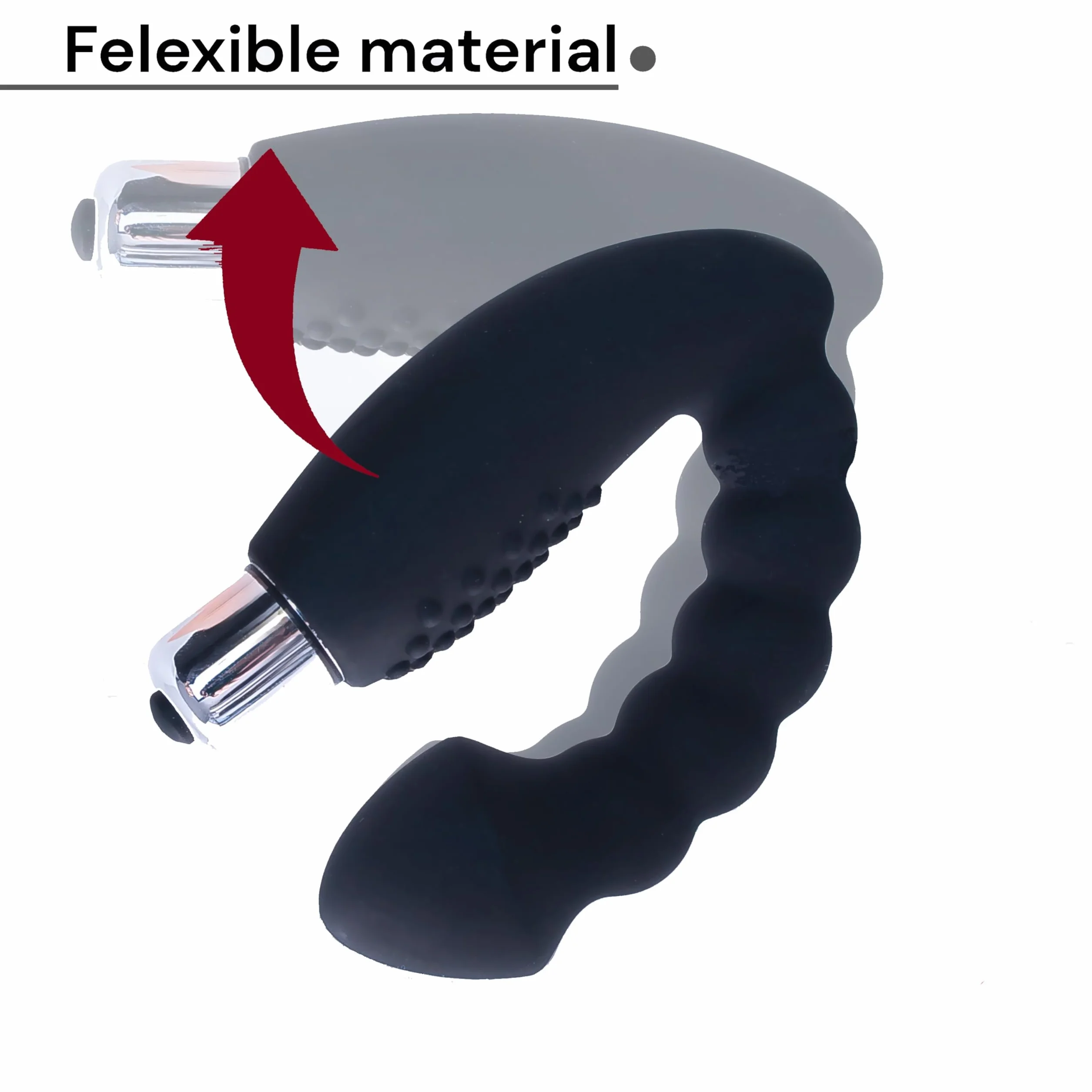 FOPS vibratore prostatico in silicone – tappo anale ergonomico con vibrazione – 22 cm di lunghezza totale, flessibile e sicuro – vibratore anale per uomini e coppie, nero A11-9