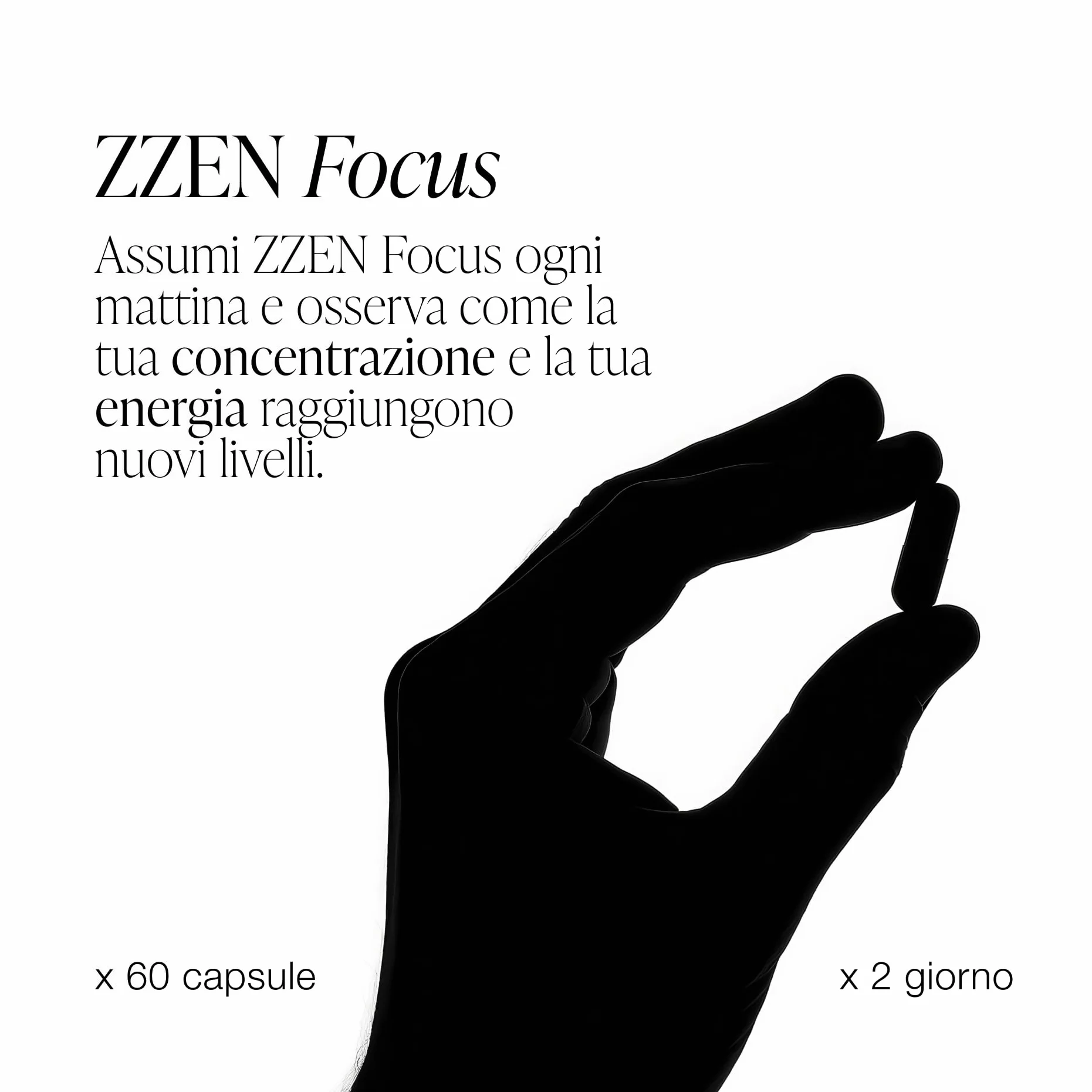 ZZEN FOCUS Nootropico Naturale Integratore Stanchezza Energia Concentrazione Memoria 60 Capsule