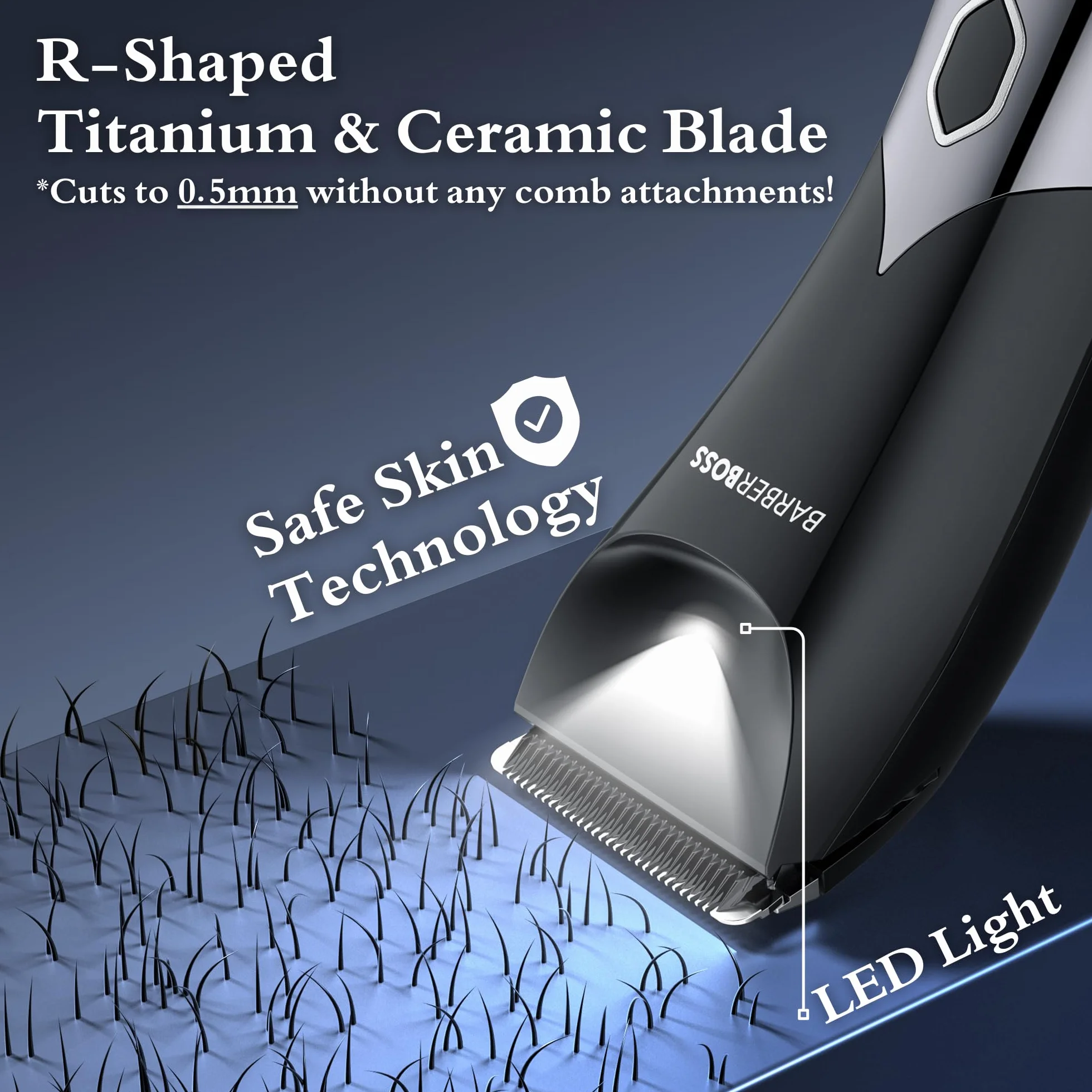 BarberBoss Body Clipper impermeabile senza fili per uomo: Rasoio viso corpo inguine lame ceramica