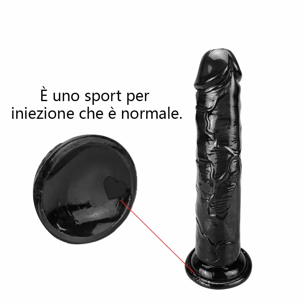 Dildo realistico con vene per pene finto per donne, fallo dildo nero per pisello da 20 cm con forte ventosa per giocattoli sessuali a mani libere, giocattoli sessuali flessibili per donne Anale