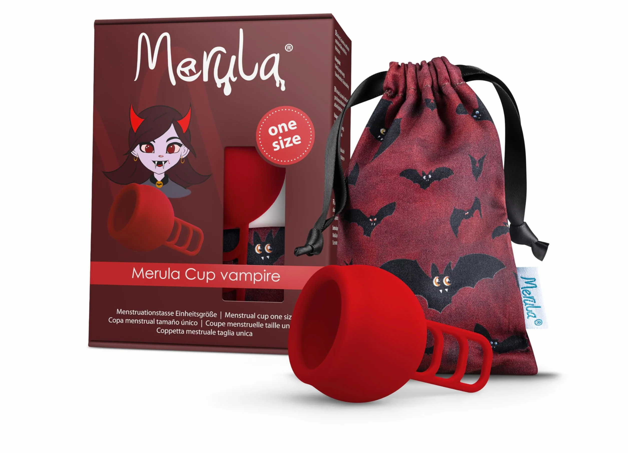 Merula Coppa vampire (rosso) – Tazza mestruale taglia unica in silicone medico