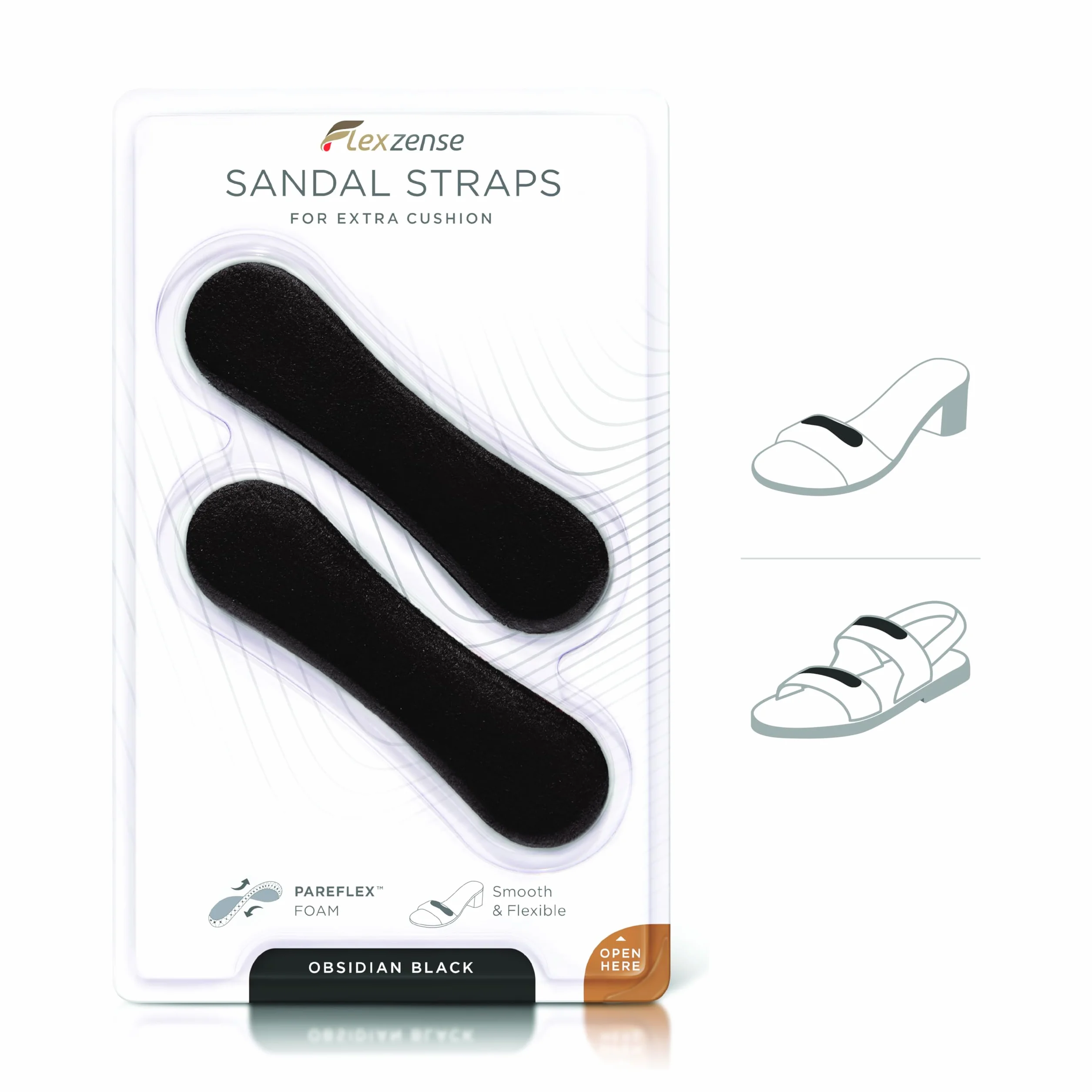 FLEXZENSE Sandal Straps Protezione Extra Comfort 1 Paio Nero Ossidiana