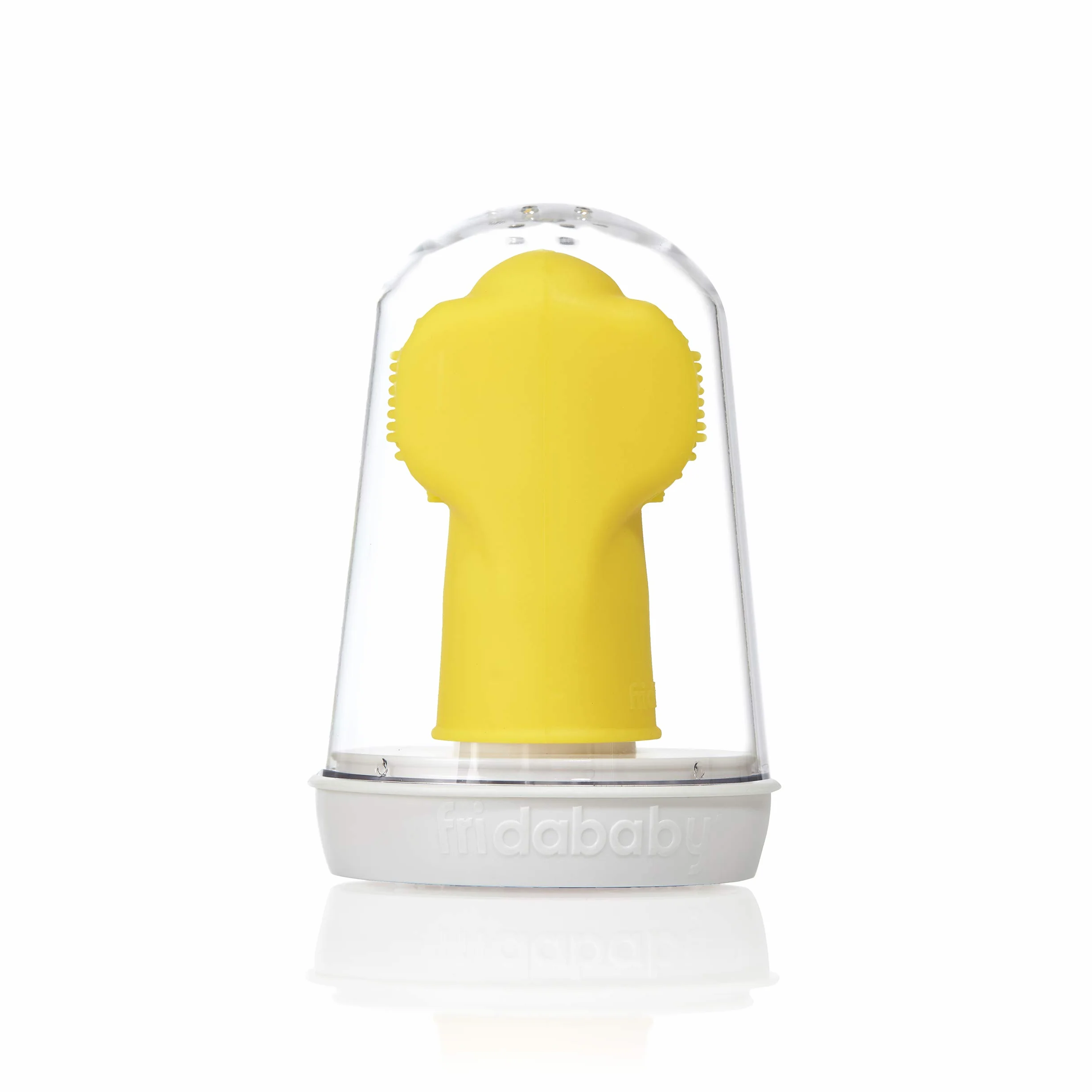Frida Baby Spazzolino da Dito in Silicone doppio per Neonati – massaggia Gengive e Denti, antibatterico e senza BPA, Include Custodia Igienica