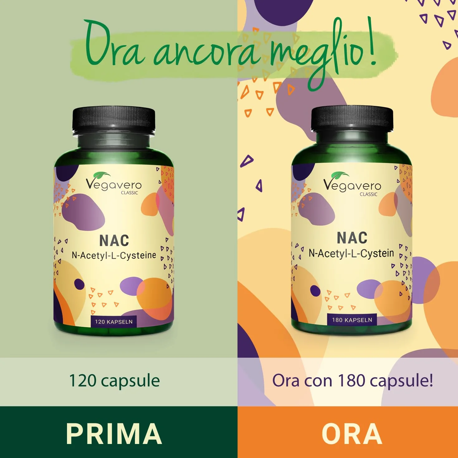 NAC N-Acetil-Cisteina 600 mg | 180 capsule (6 Mesi) | Alto Dosaggio | 100% NATURALE da Mais | Precursore del Glutatione | SENZA ADDITIVI | Integratore N-Acetyl L-Cysteine | Vegan | Vegavero