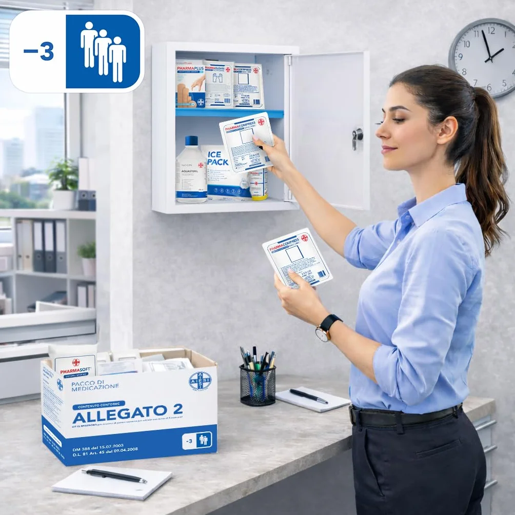 AIESI kit di reintegro ALLEGATO 2 pacco medicazione cassetta pronto soccorso aziende meno 3 dipendenti DM388 DL81 Made in Italy