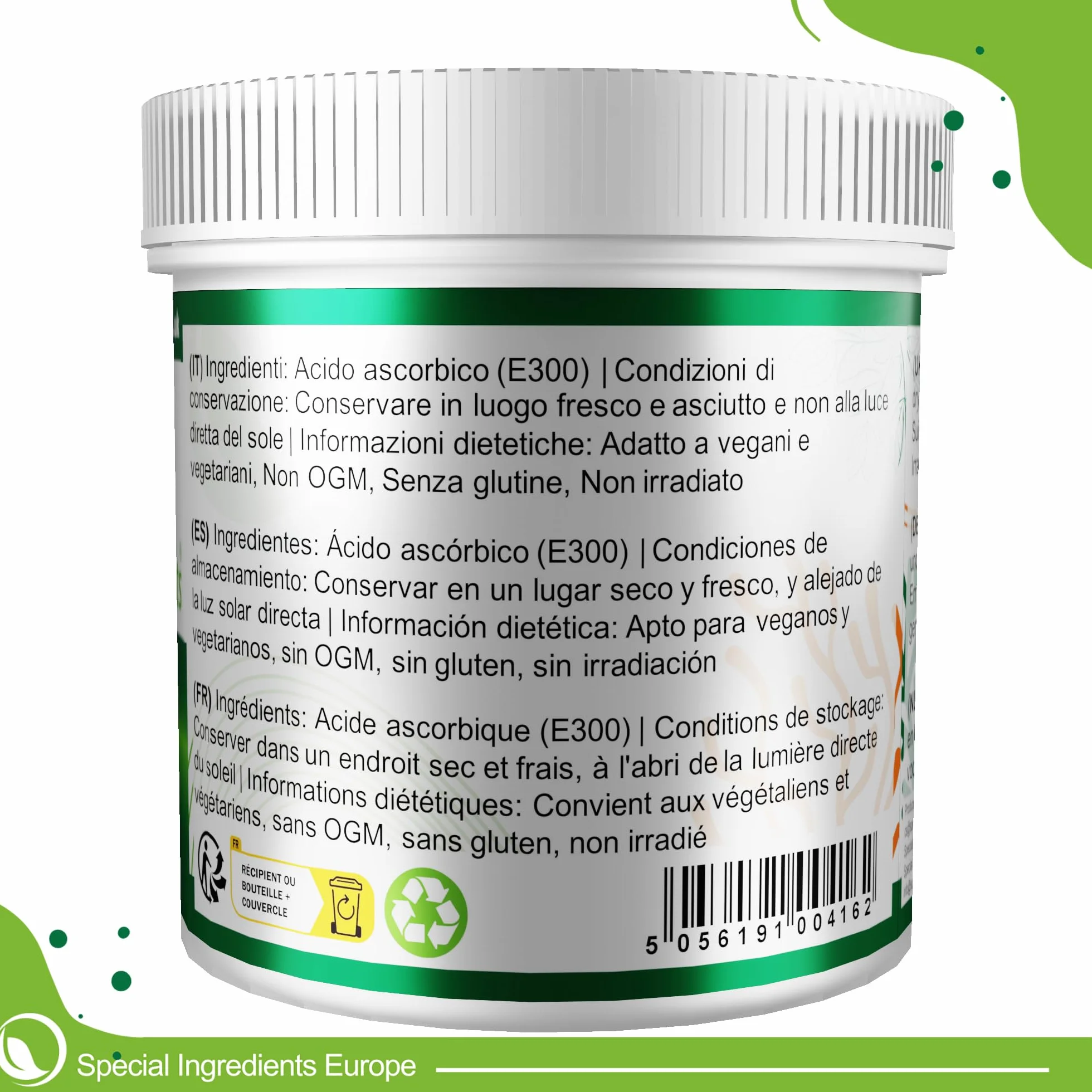 Kwas askorbinowy 250 g, premium, wegański, bez GMO, bez glutenu