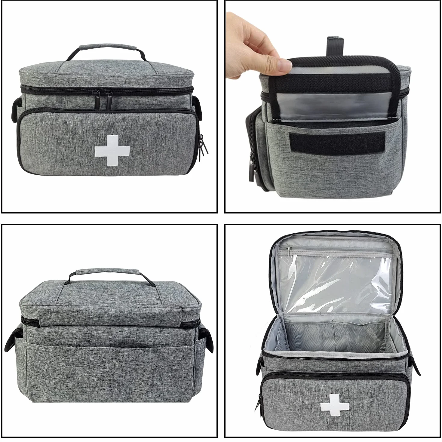 Kit di pronto soccorso Boczif, Borsa di trasporto per emergenza, Organizer medico per casa ufficio viaggi all'aperto (grigio)