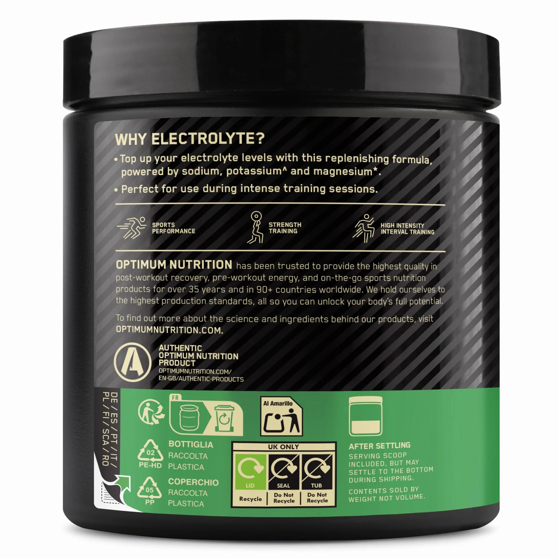 Optimum Nutrition Electrolyte Powder, Integratore di Elettroliti in Polvere, Gusto Limone, 264 g, 33 Porzioni