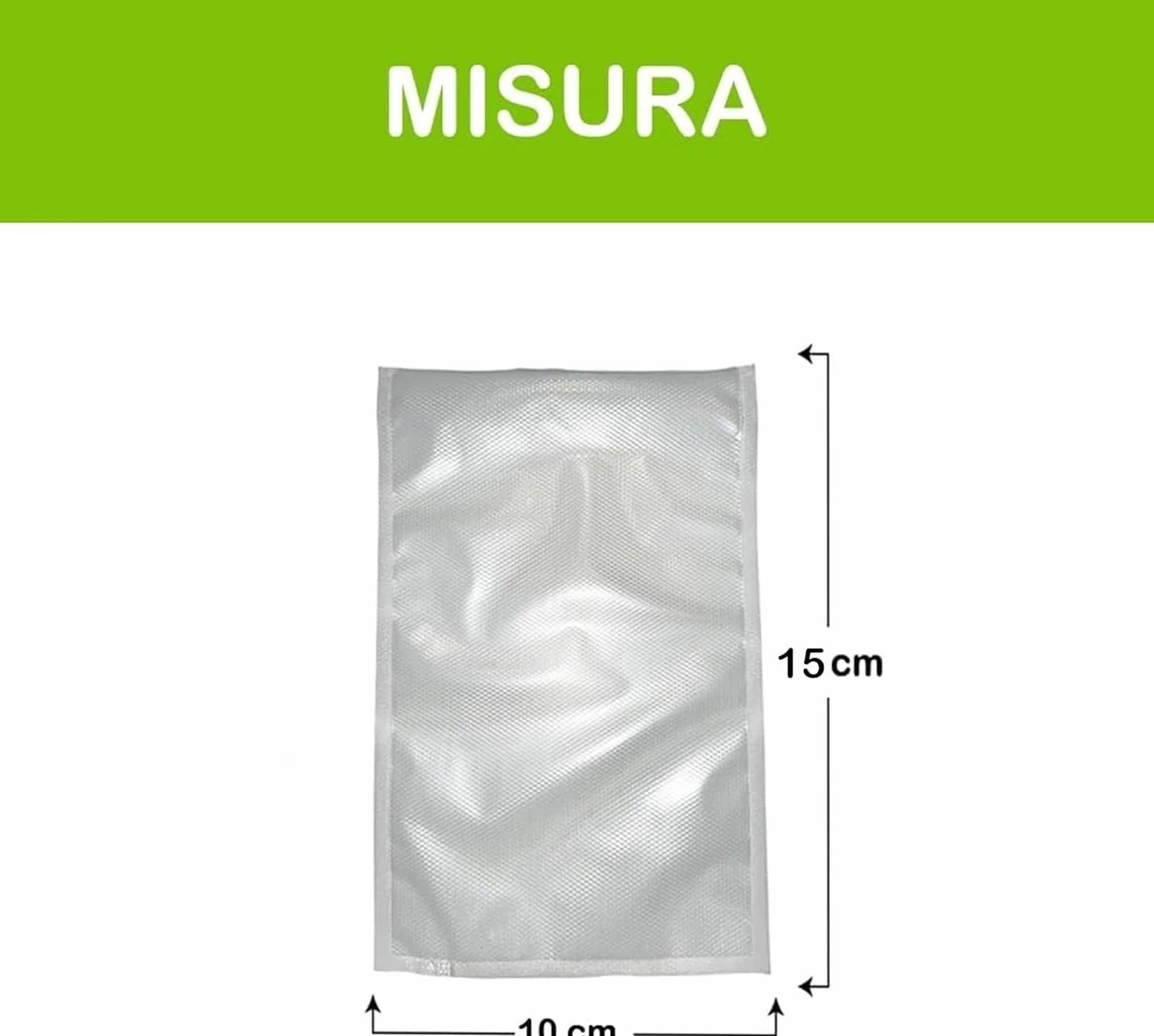 GM 100 Sacchetti Sottovuoto Goffrati 10x15 cm per Alimenti, Senza BPA