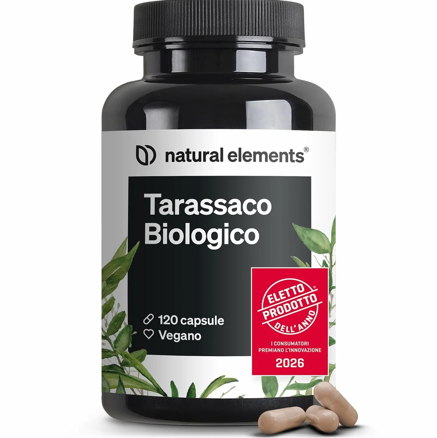 Tarassaco Biologico 120 capsule 1000 mg estratto di radici 10:1 ad alto dosaggio vegano
