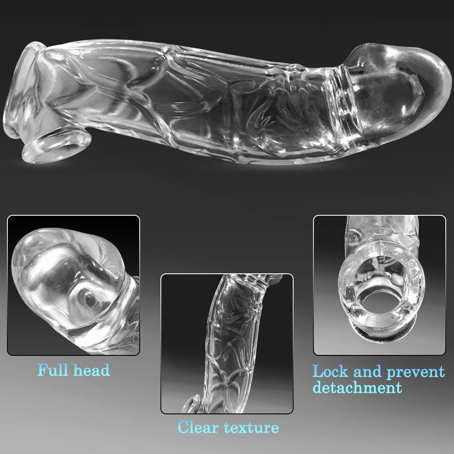 BDSMYOU Guaina Pene Sex Toys per Allungamento del Pene Maschile,Erezione Pene Forte e Duratura,Anello Antiscivolo per Testicoli,Sexytoysys Uomo,Toys Sessuali per Uomini (L)