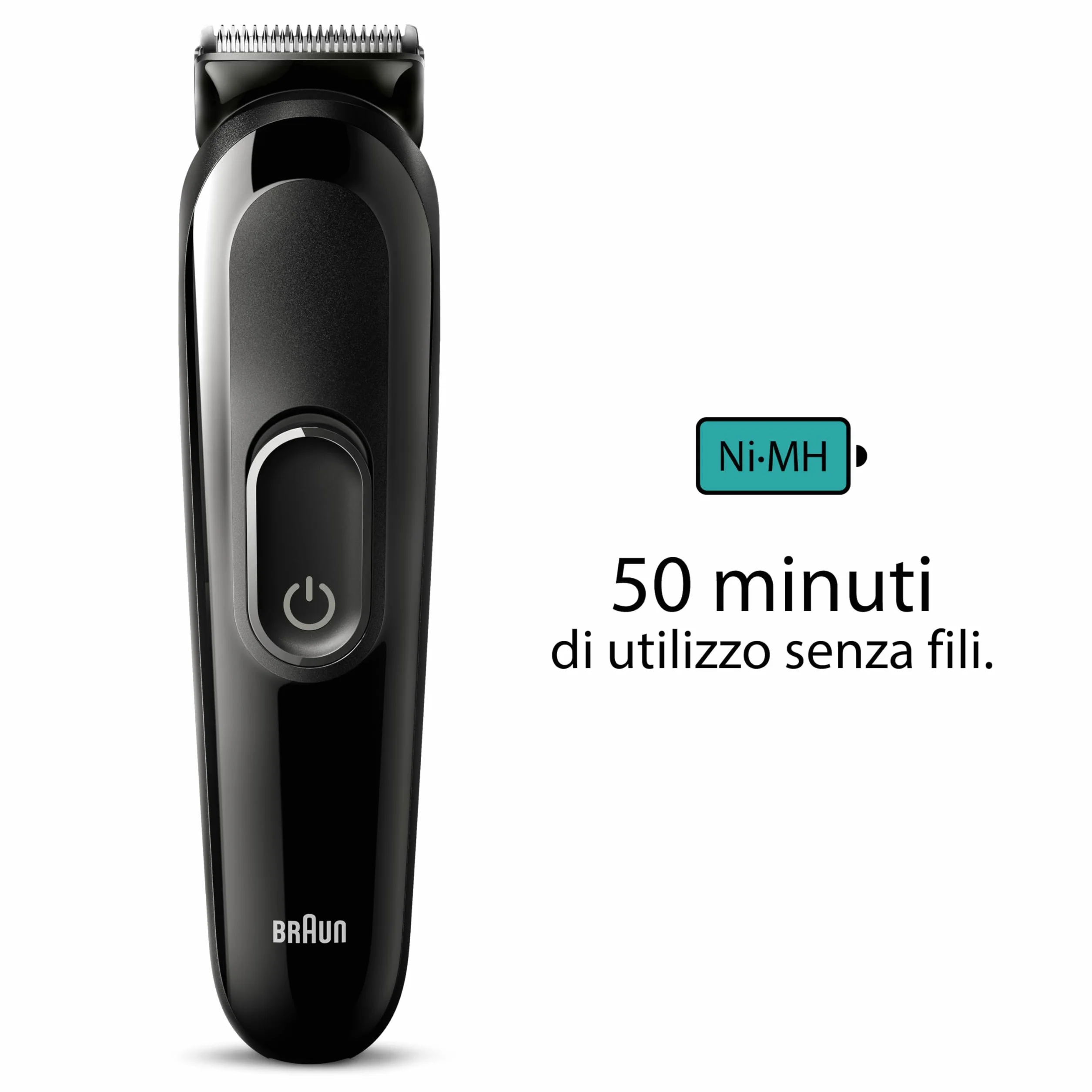 Braun REGOLABARBA Tagliacapelli Uomo, Rasoio Elettrico Barba e Capelli, 6-In-1 Styling Kit Ideale per Barba, Capelli, 50 Minuti Di Utilizzo Senza Fili, MGK3410