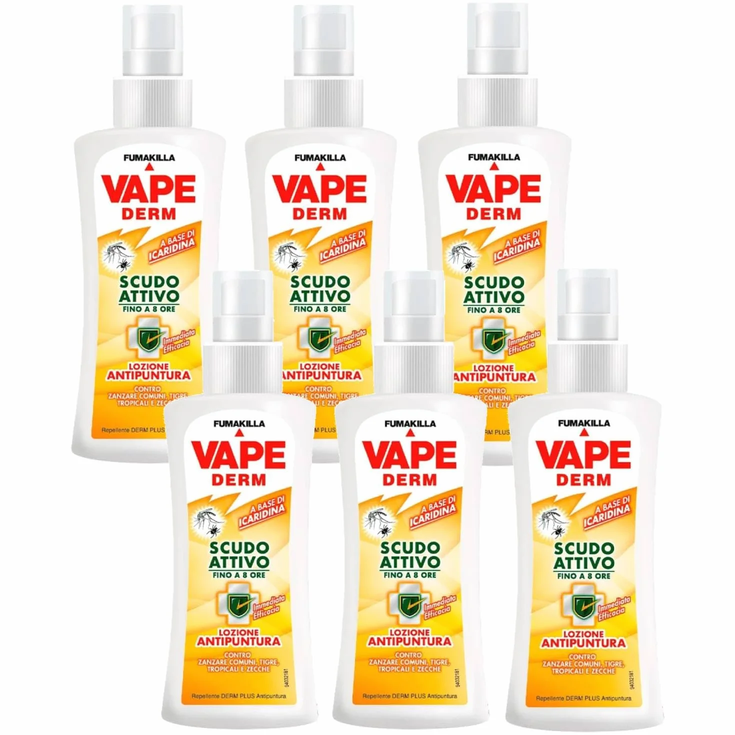 6 X DERM REPELLENTE ANTIPUNTURA SCUDO ATTIVO LOZIONE 100 ML