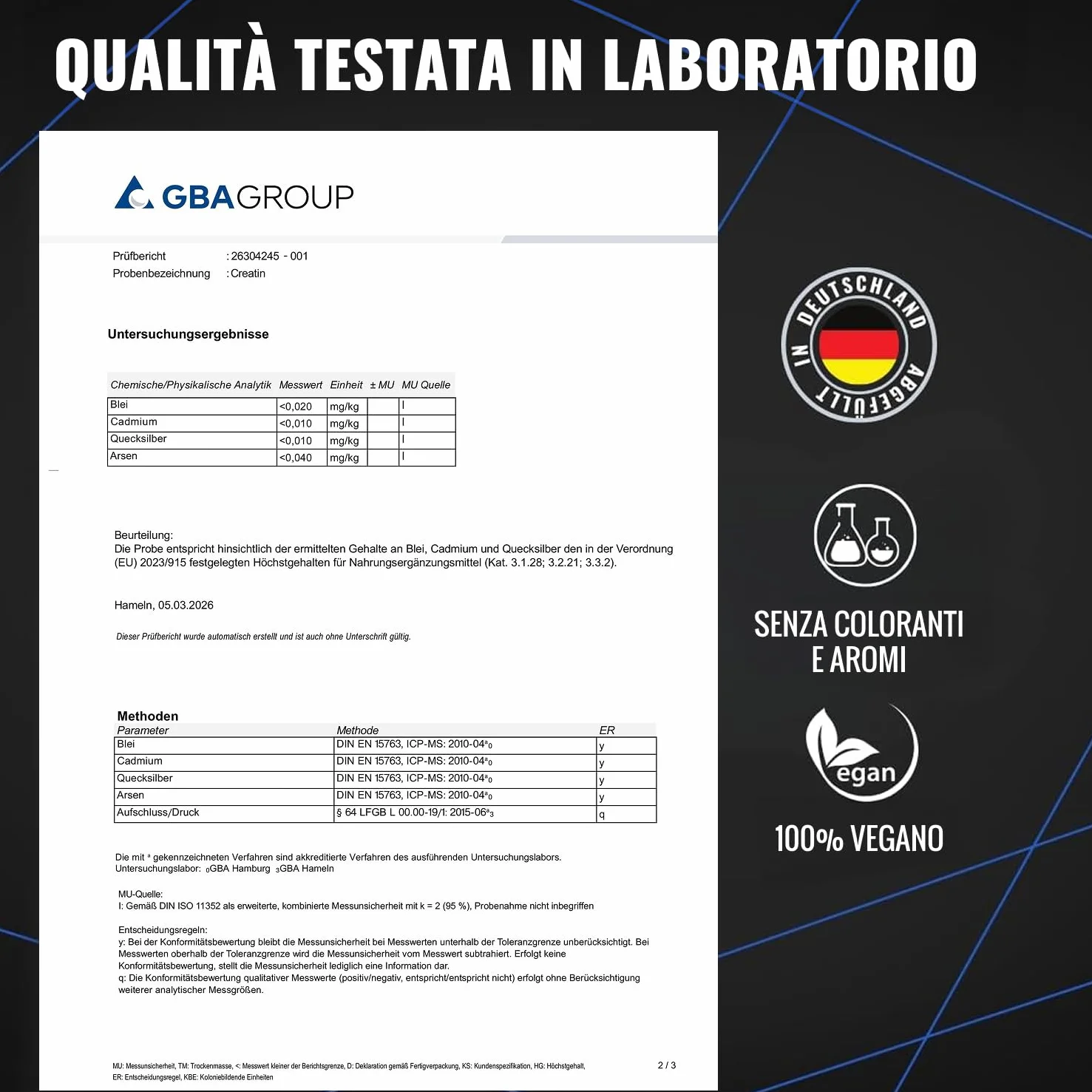 Creatina Monoidrato Polvere 1KG - 100% Vegan, Extrapura - Prodotta in Germania