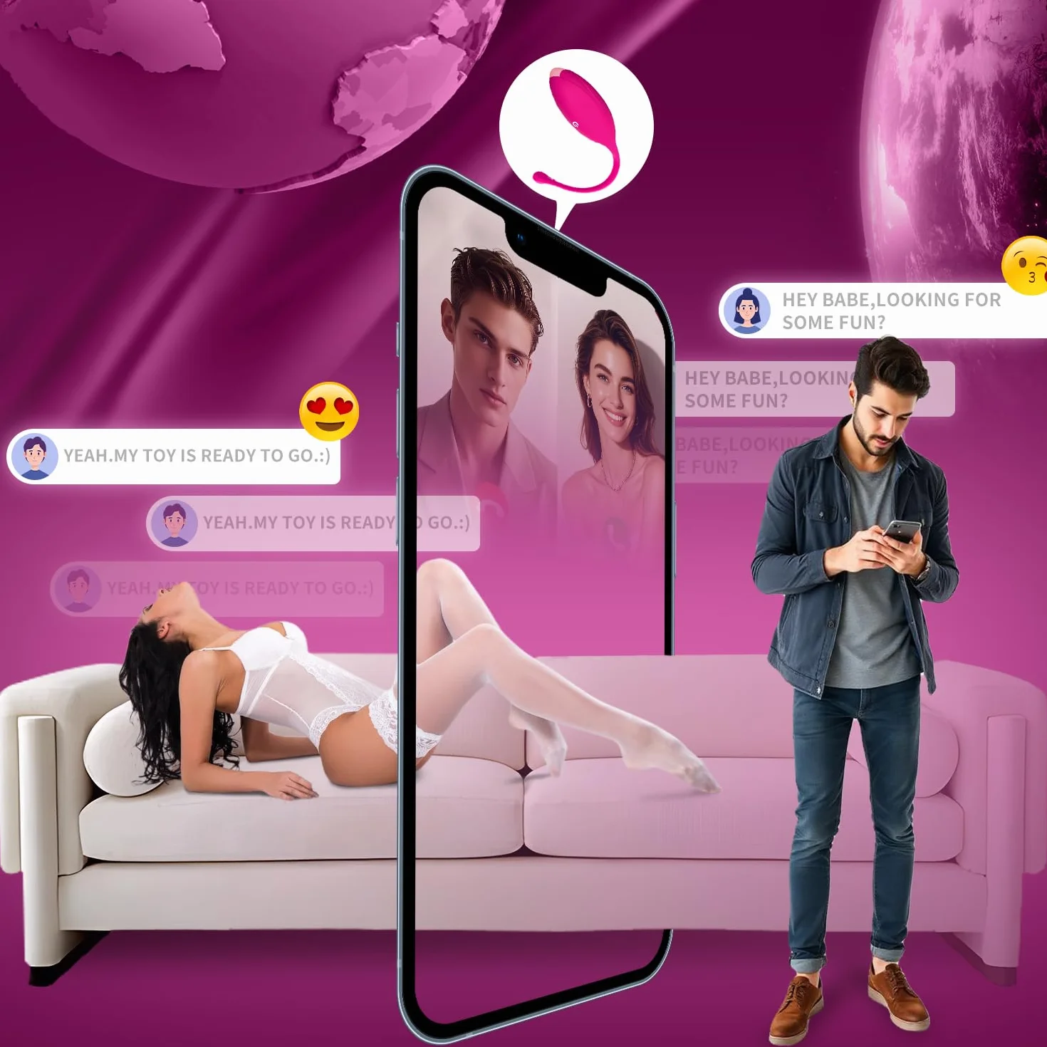 Vibratoreper Donna Professionale Mini Vibratore Con App, Ovetto Vibrante Donna Telecomando Wireless Vibratoriper Clotoride Sex Toys Vibratori Piccolo Sexytoysys Coppia（PINK）